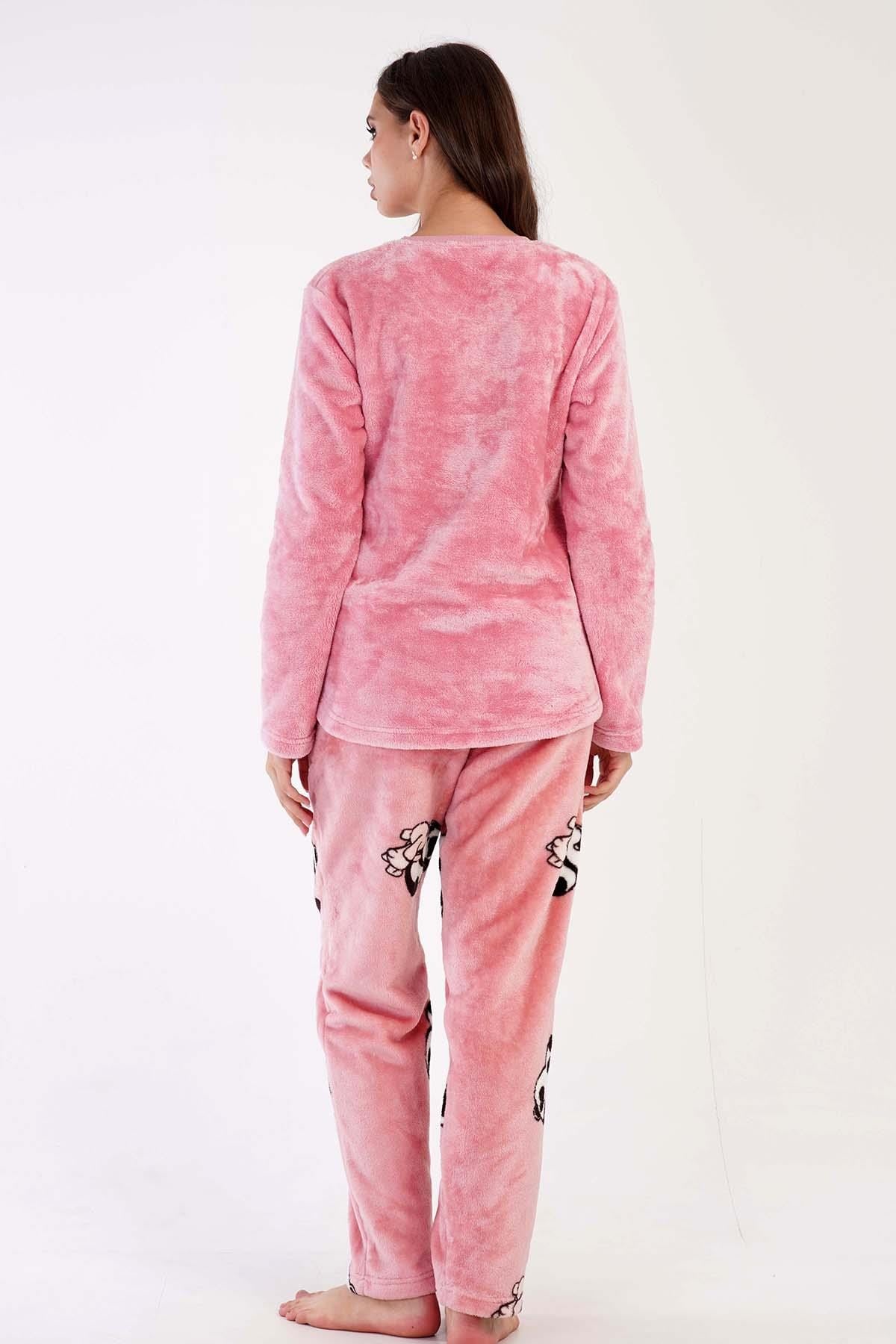 329090Kadın Pembe Renk Welsoft Uzun Kollu Bisiklet Yaka Düz Paça Pijama Takımı C3T3N0403PijamaVienettaKadın Pembe Renk Welsoft Uzun Kollu Bisiklet Yaka Düz Paça Pijama Takımı C3T3N0403