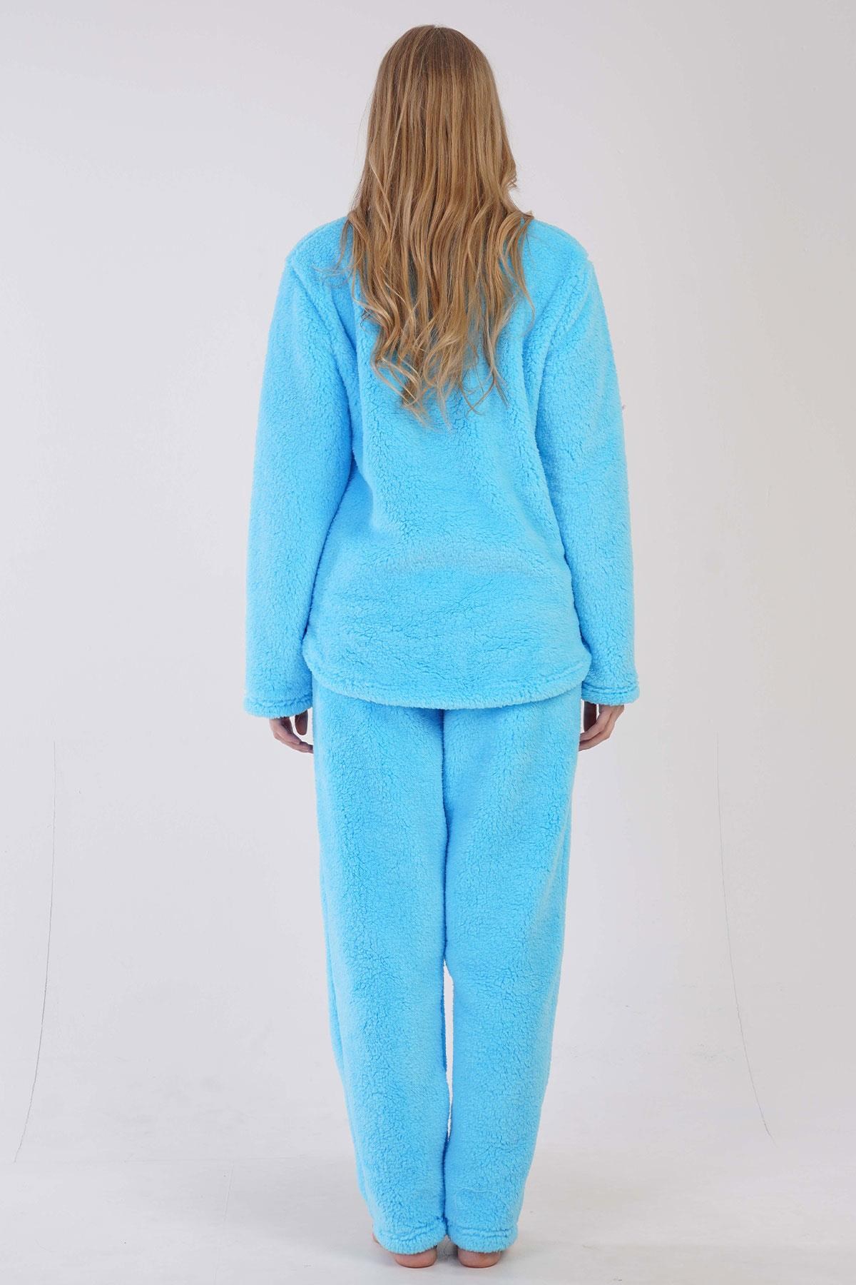 329077Kadın Turkuaz Renk Welsoft Kumaş Bisiklet Yaka Uzun Kollu Pijama Takımı C6T5N0603PijamaVienettaKadın Turkuaz Renk Welsoft Kumaş Bisiklet Yaka Uzun Kollu Pijama Takımı C6T5N0603