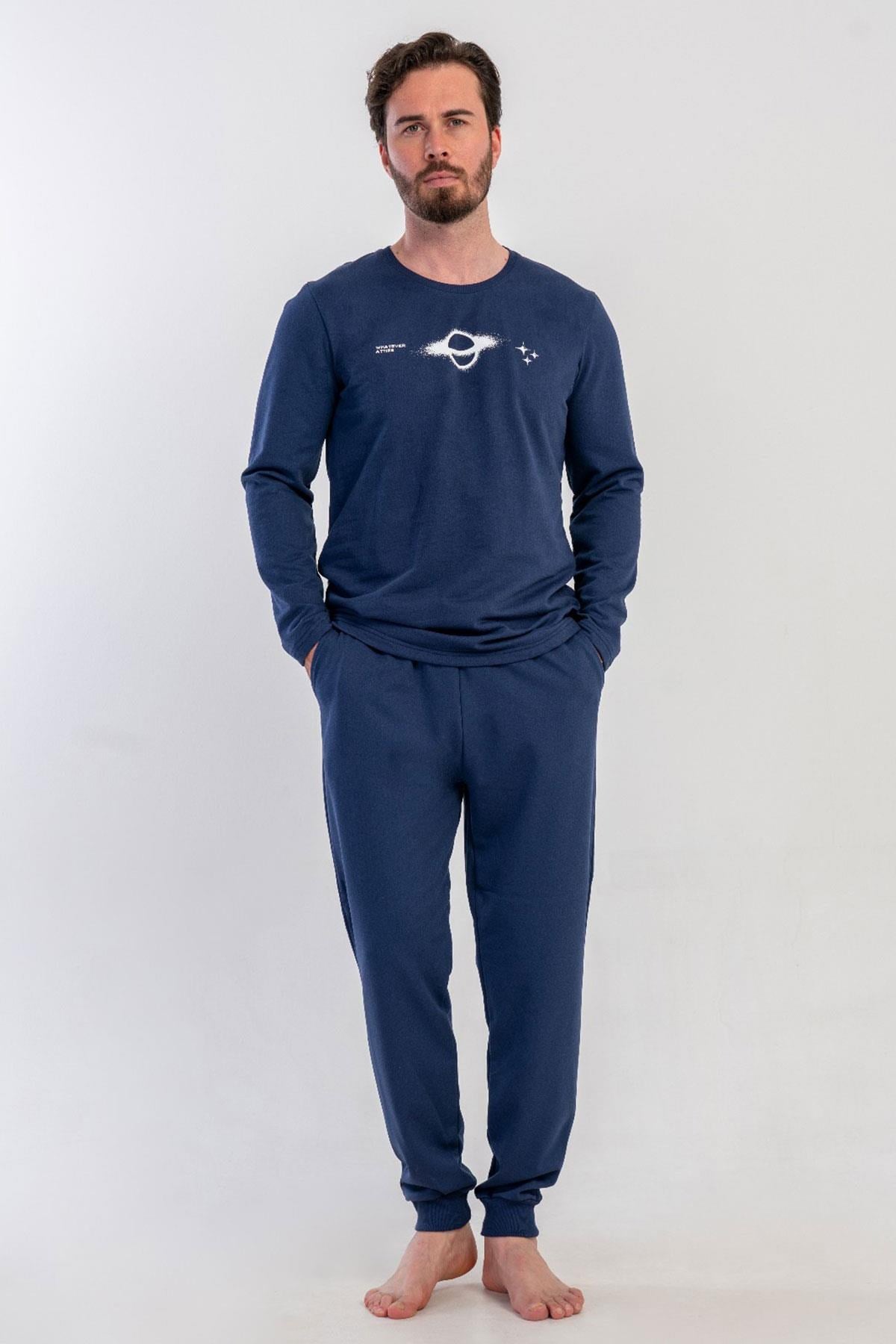 329516Erkek Lacivert Uzun Kollu Bisiklet Yaka Lastikli Paça 2 İplik Pijama Takımı C1T2N3305Uzun Kol PijamaVienettaErkek Lacivert Uzun Kollu Bisiklet Yaka Lastikli Paça 2 İplik Pijama Takımı C1T2N3305