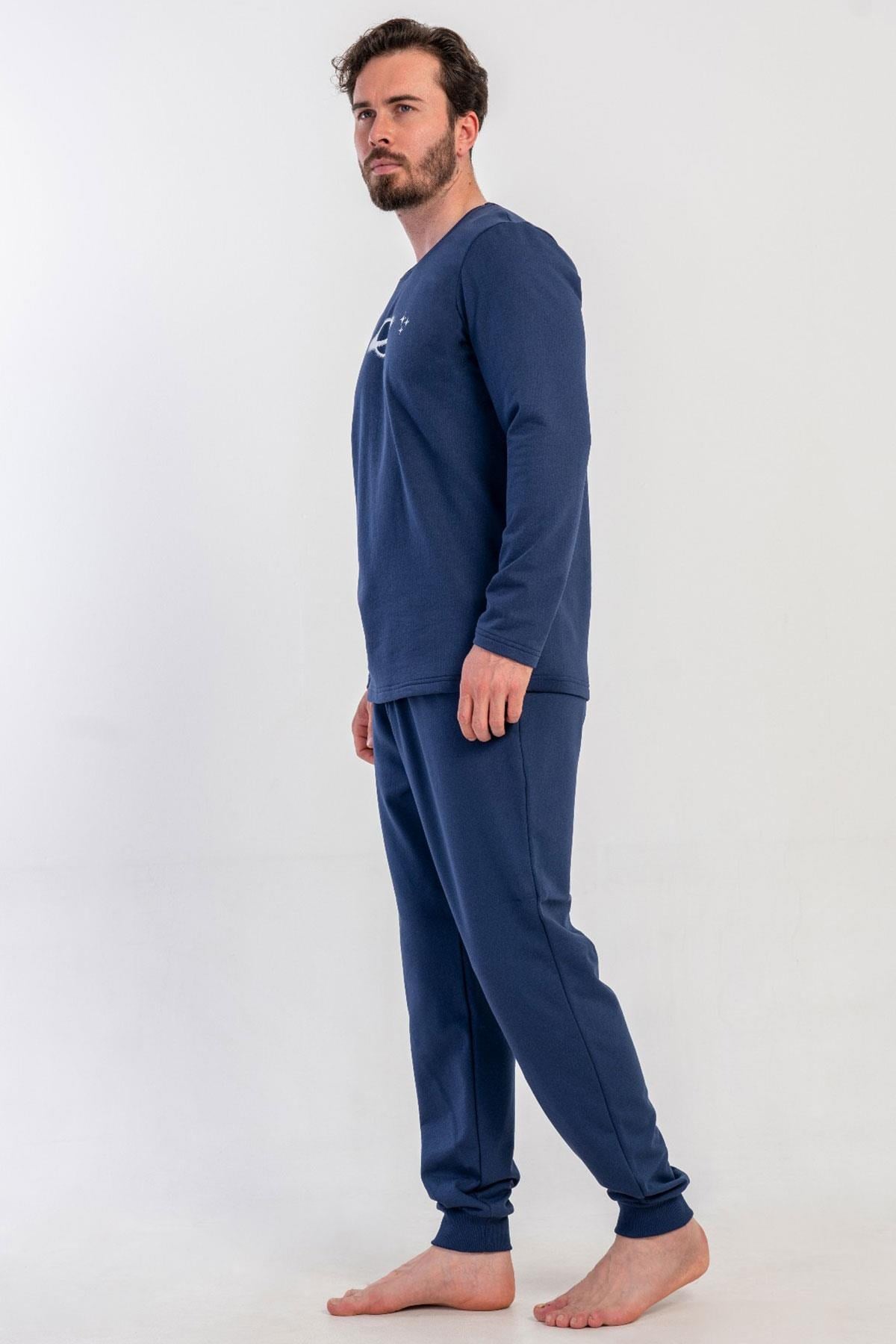 329516Erkek Lacivert Uzun Kollu Bisiklet Yaka Lastikli Paça 2 İplik Pijama Takımı C1T2N3305Uzun Kol PijamaVienettaErkek Lacivert Uzun Kollu Bisiklet Yaka Lastikli Paça 2 İplik Pijama Takımı C1T2N3305