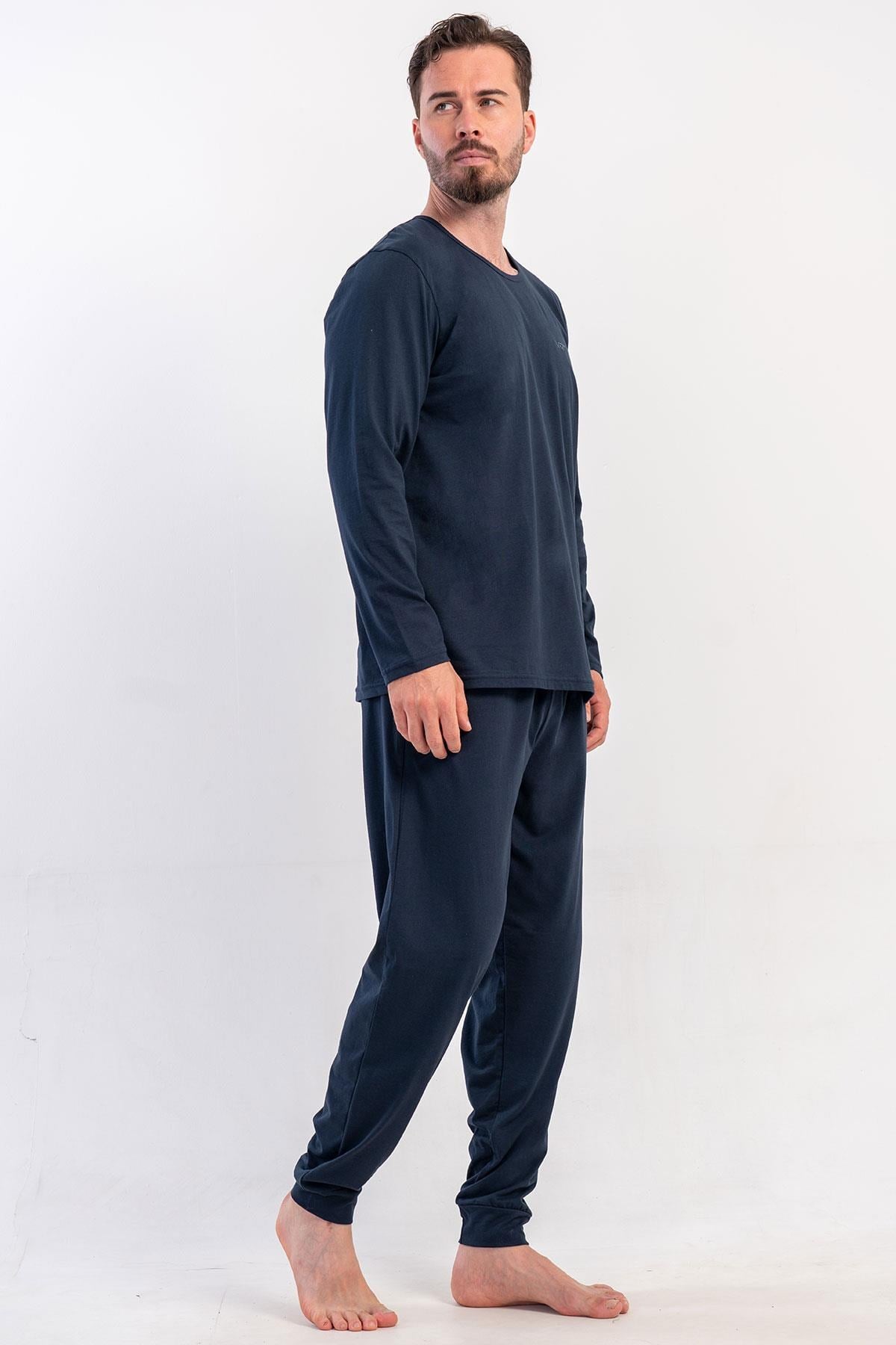 329528Erkek Lacivert Uzun Kollu Bisiklet Yaka Penye Pijama Takımı C7T5N0405Uzun Kol PijamaVienettaErkek Lacivert Uzun Kollu Bisiklet Yaka Penye Pijama Takımı C7T5N0405