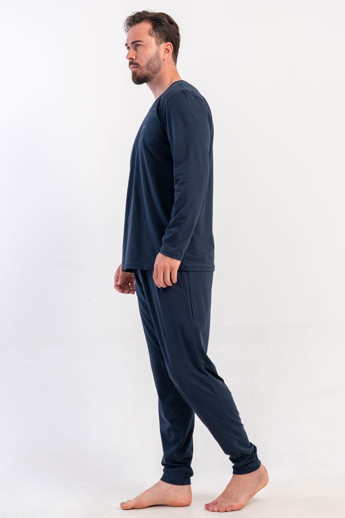329528Erkek Lacivert Uzun Kollu Bisiklet Yaka Penye Pijama Takımı C7T5N0405Uzun Kol PijamaVienettaErkek Lacivert Uzun Kollu Bisiklet Yaka Penye Pijama Takımı C7T5N0405