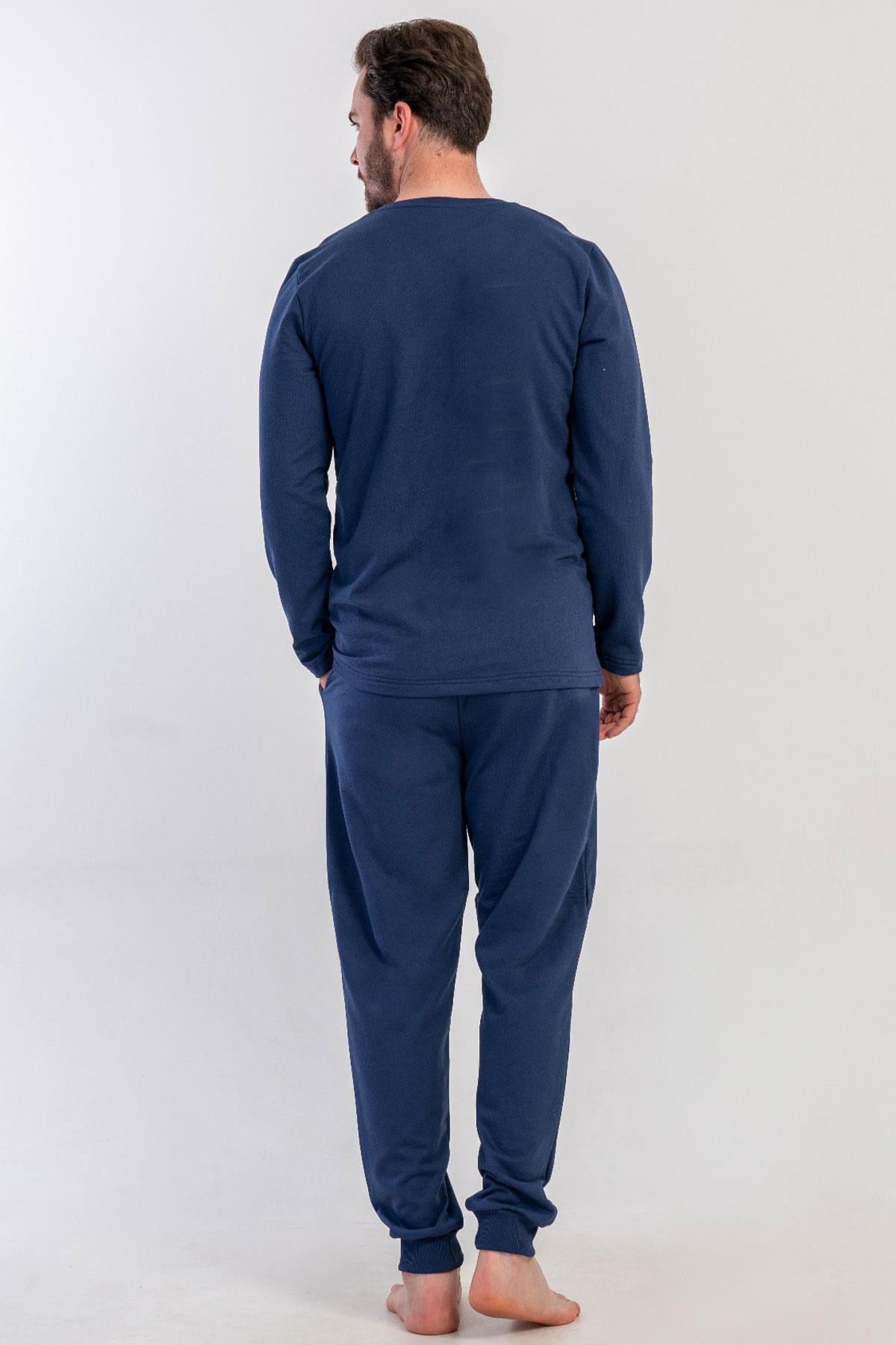 329516Erkek Lacivert Uzun Kollu Bisiklet Yaka Lastikli Paça 2 İplik Pijama Takımı C1T2N3305Uzun Kol PijamaVienettaErkek Lacivert Uzun Kollu Bisiklet Yaka Lastikli Paça 2 İplik Pijama Takımı C1T2N3305
