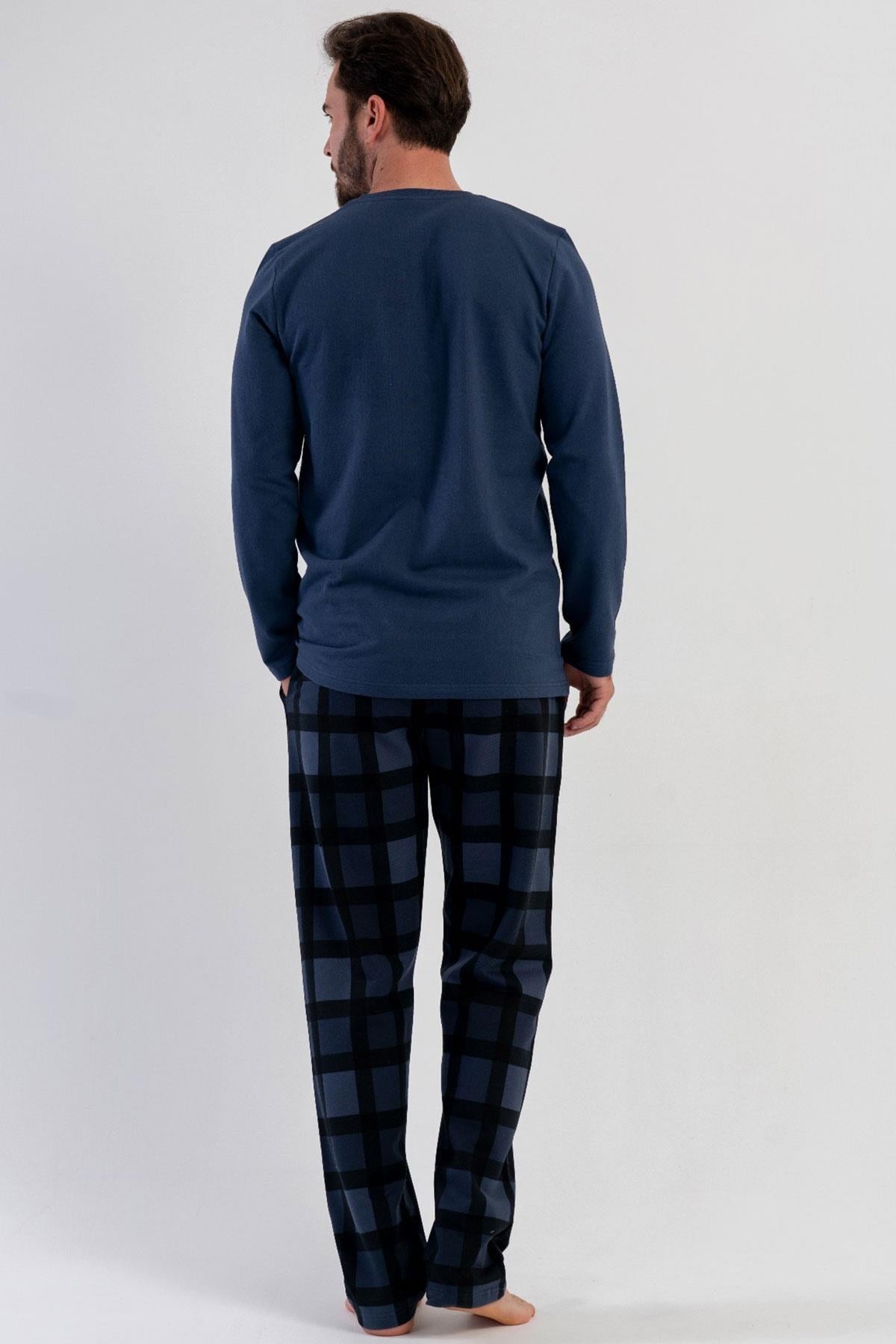 329509Erkek Mavi Uzun Kollu Bisiklet Yaka Kareli Alt 2 İplik Pijama Takımı C1T8N1305Uzun Kol PijamaVienettaErkek Mavi Uzun Kollu Bisiklet Yaka Kareli Alt 2 İplik Pijama Takımı C1T8N1305