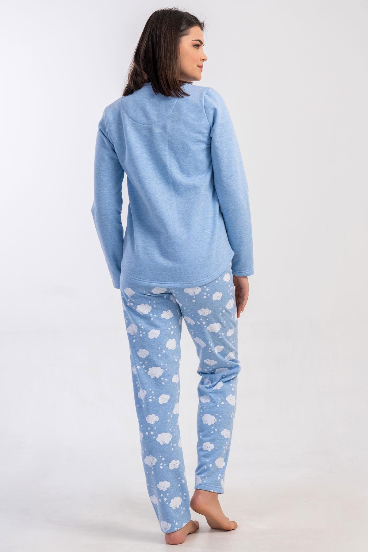 329487Kadın Mavi Renk Uzun Kollu Bisiklet Yaka 2 İplik Pijama Takımı C8T8N0305Uzun Kol PijamaVienettaKadın Mavi Renk Uzun Kollu Bisiklet Yaka 2 İplik Pijama Takımı C8T8N0305