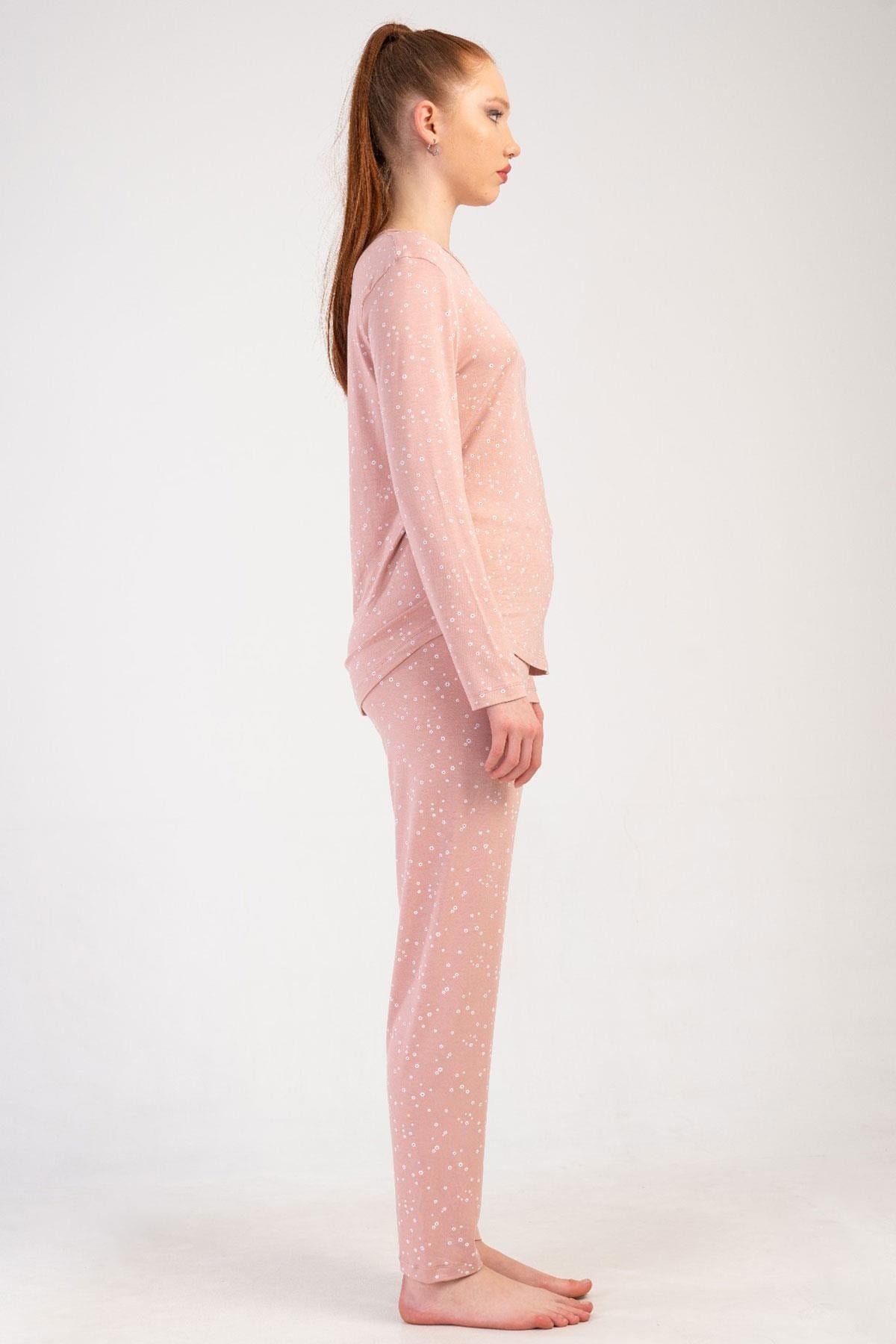 329471Kadın Pembe Renk Uzun Kollu Puantiyeli Pijama Takımı C5T0N1205Uzun Kol PijamaVienettaKadın Pembe Renk Uzun Kollu Puantiyeli Pijama Takımı C5T0N1205