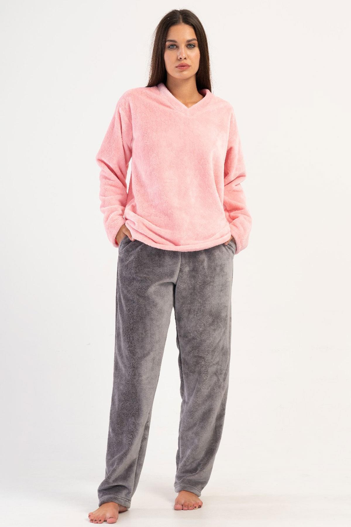 329449Kadın Pembe Renk Uzun Kollu Welsoft Kumaş Pijama Takımı C8T1N1304Uzun Kol PijamaVienettaKadın Pembe Renk Uzun Kollu Welsoft Kumaş Pijama Takımı C8T1N1304