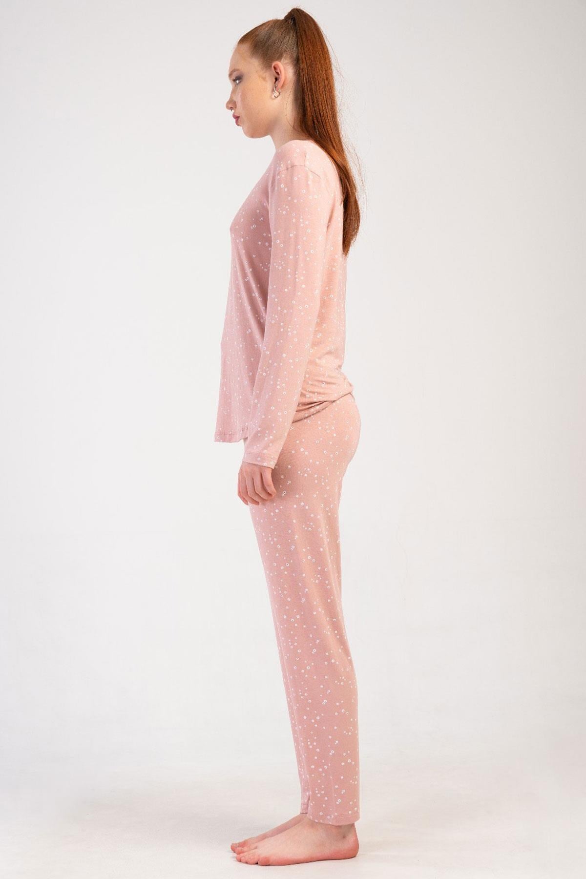 329471Kadın Pembe Renk Uzun Kollu Puantiyeli Pijama Takımı C5T0N1205Uzun Kol PijamaVienettaKadın Pembe Renk Uzun Kollu Puantiyeli Pijama Takımı C5T0N1205