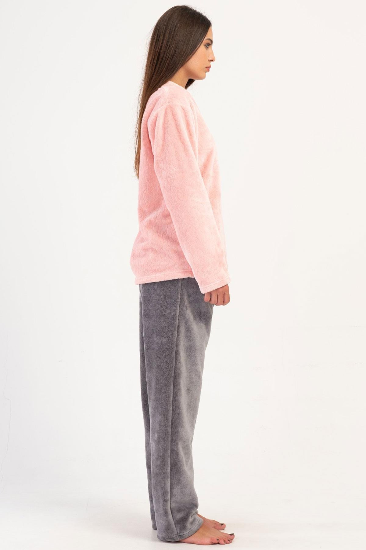 329449Kadın Pembe Renk Uzun Kollu Welsoft Kumaş Pijama Takımı C8T1N1304Uzun Kol PijamaVienettaKadın Pembe Renk Uzun Kollu Welsoft Kumaş Pijama Takımı C8T1N1304
