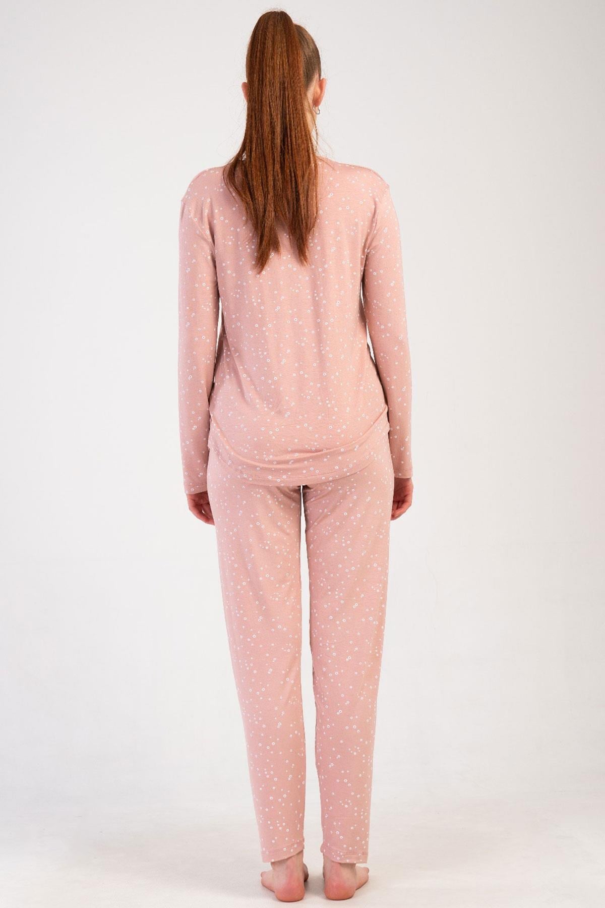 329471Kadın Pembe Renk Uzun Kollu Puantiyeli Pijama Takımı C5T0N1205Uzun Kol PijamaVienettaKadın Pembe Renk Uzun Kollu Puantiyeli Pijama Takımı C5T0N1205