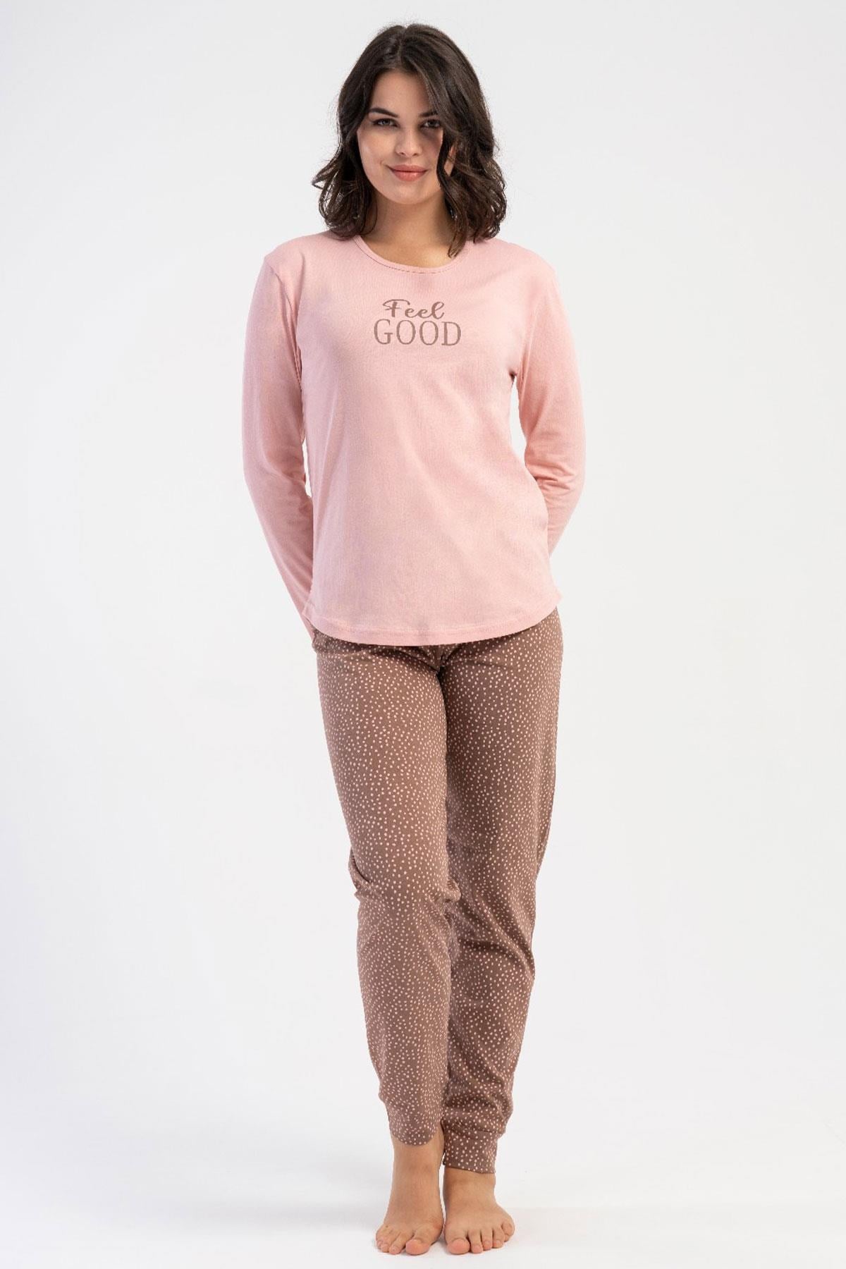 329521Kadın Pembe Uzun Kollu Bisiklet Yaka Puantiyeli Alt Pijama Takımı C6T5N3305Uzun Kol PijamaVienettaKadın Pembe Uzun Kollu Bisiklet Yaka Puantiyeli Alt Pijama Takımı C6T5N3305