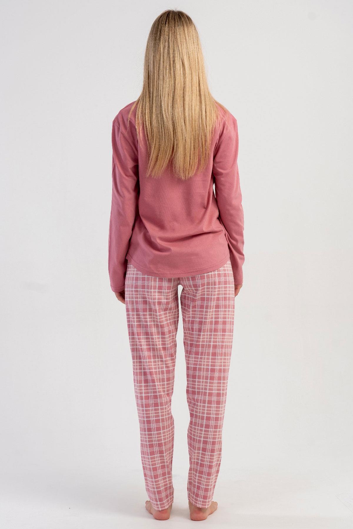 329519Kadın Pembe Uzun Kollu Bisiklet Yaka Ekose Alt İnterlok Pijama Takımı C2T5N3305Uzun Kol PijamaVienettaKadın Pembe Uzun Kollu Bisiklet Yaka Ekose Alt İnterlok Pijama Takımı C2T5N3305