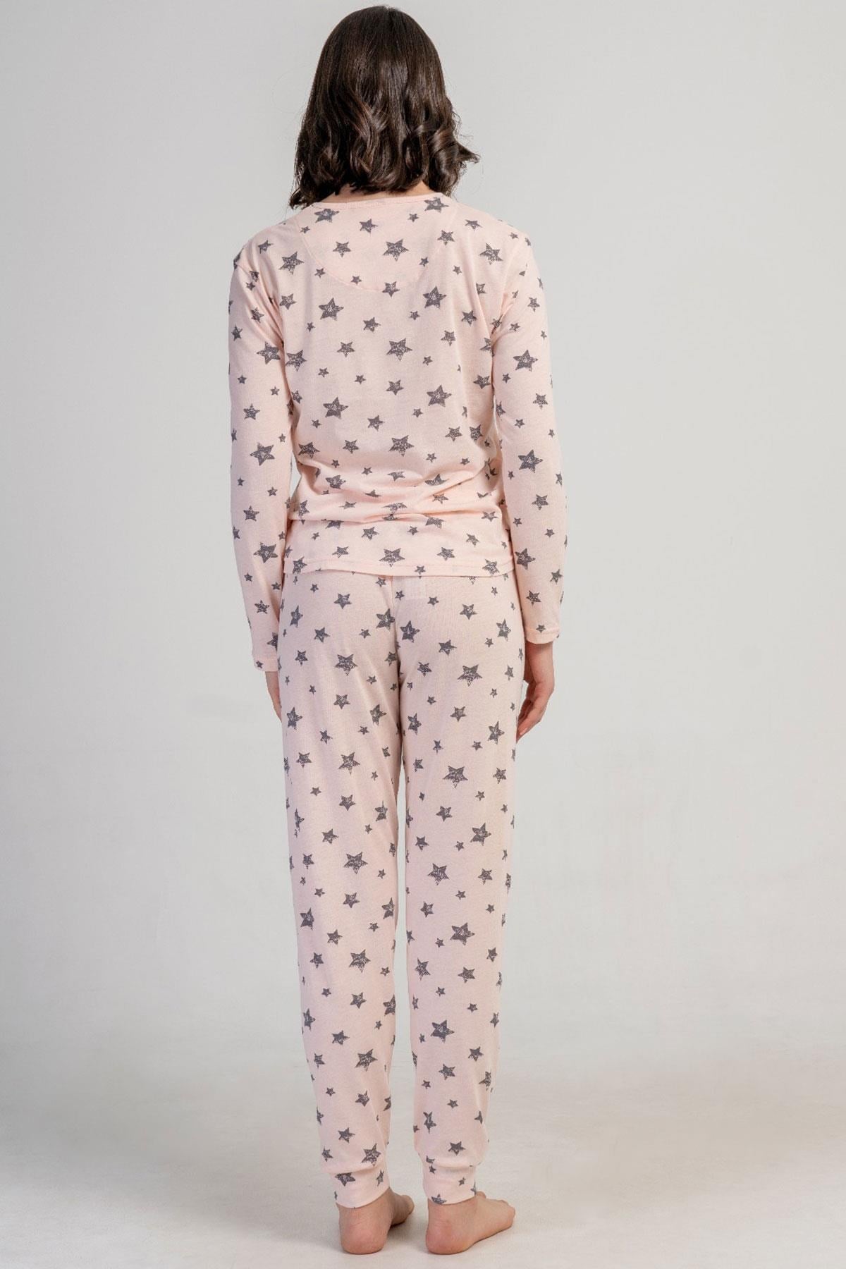 329526Kadın Pembe Uzun Kollu Bisiklet Yaka Yıldız Desenli Pijama Takımı C9T5N3305Uzun Kol PijamaVienettaKadın Pembe Uzun Kollu Bisiklet Yaka Yıldız Desenli Pijama Takımı C9T5N3305