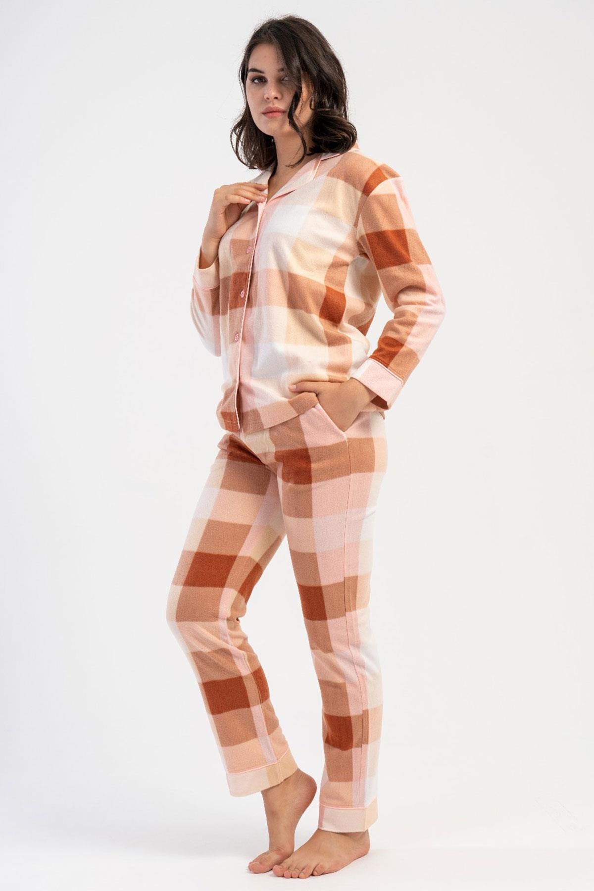 330239Kadın Polar Pijama Takımı Uzun Kol Önden Düğmeli C6T4N8161Uzun Kol PijamaVienettaKadın Polar Pijama Takımı Uzun Kol Önden Düğmeli C6T4N8161