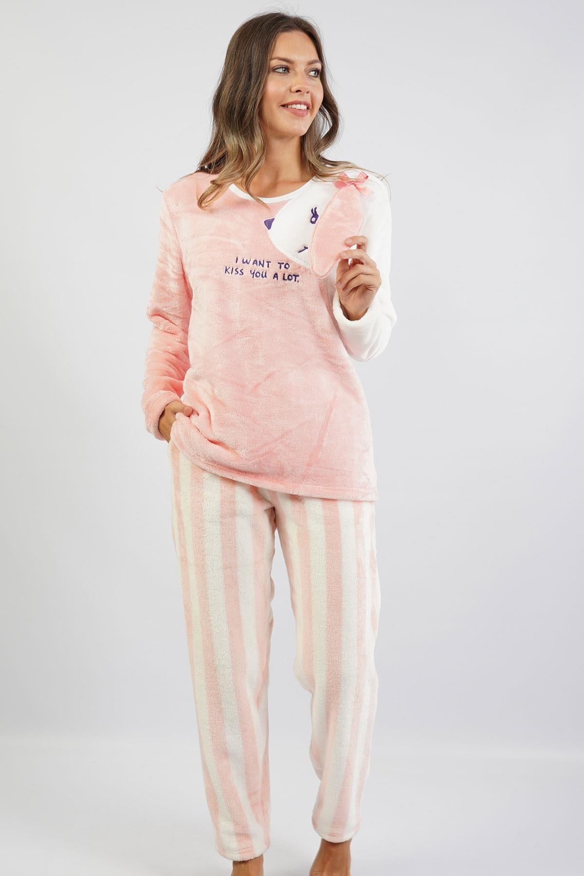 330794Kadın Uzun Kollu Polarlı Rosebloom Pijama Takımı C6T7N0301Uzun Kol PijamaVienettaKadın Uzun Kollu Polarlı Rosebloom Pijama Takımı C6T7N0301