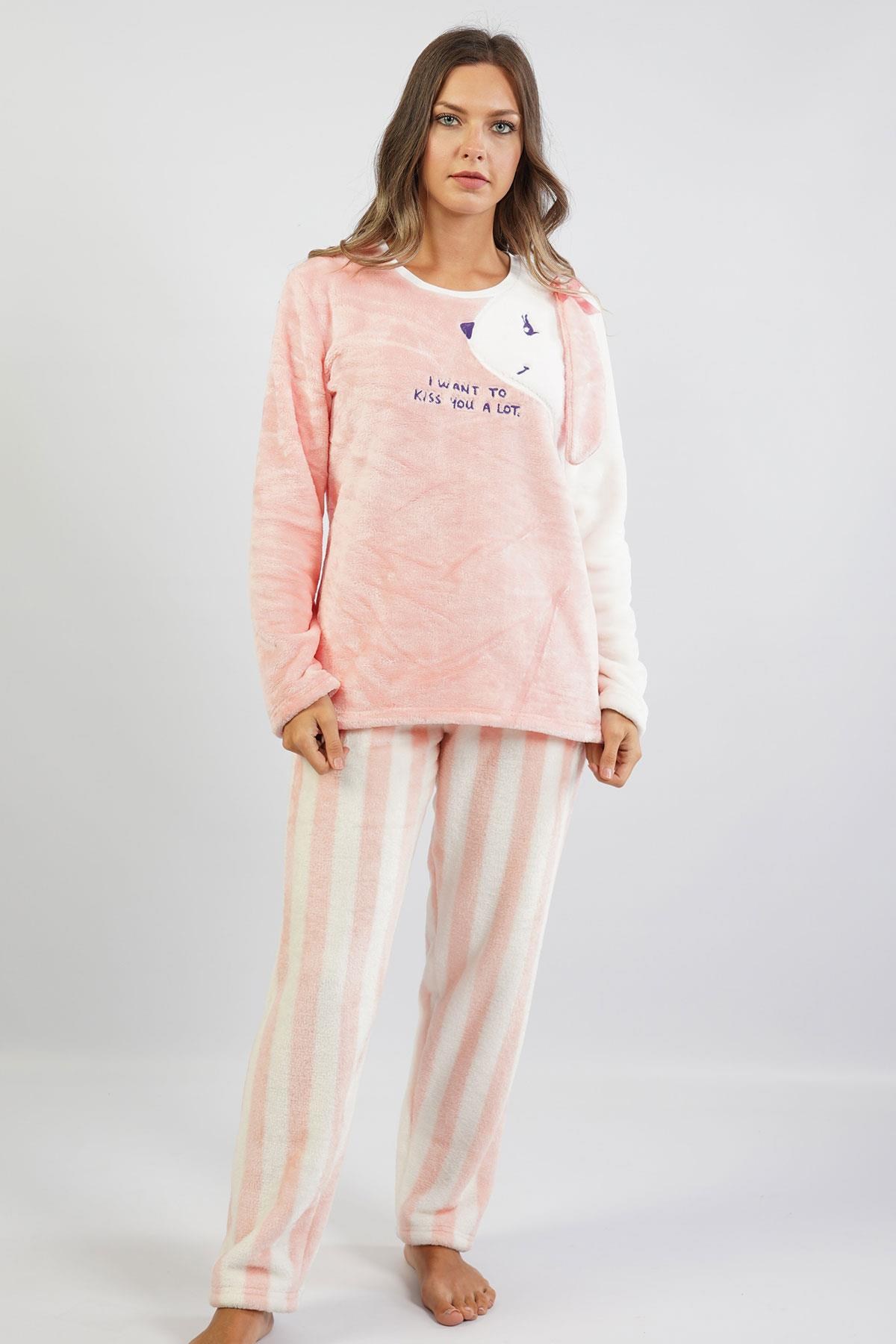 330794Kadın Uzun Kollu Polarlı Rosebloom Pijama Takımı C6T7N0301Uzun Kol PijamaVienettaKadın Uzun Kollu Polarlı Rosebloom Pijama Takımı C6T7N0301