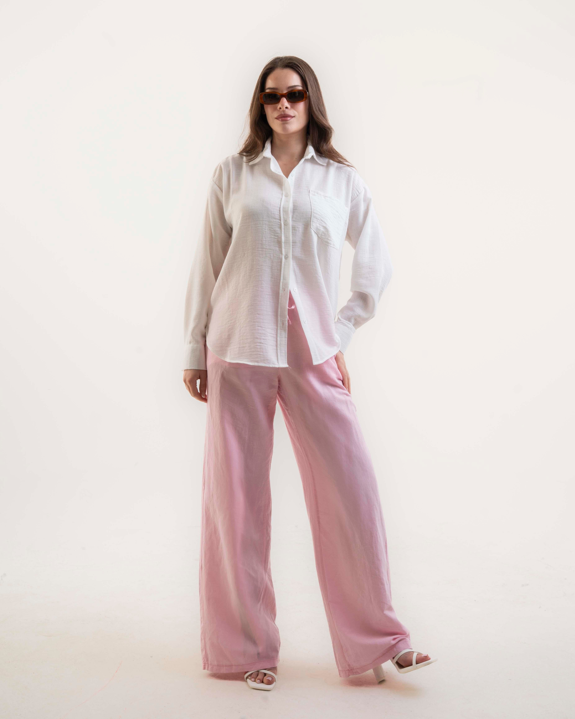 Sorrento Keten Pantolon-Bebek Pembe