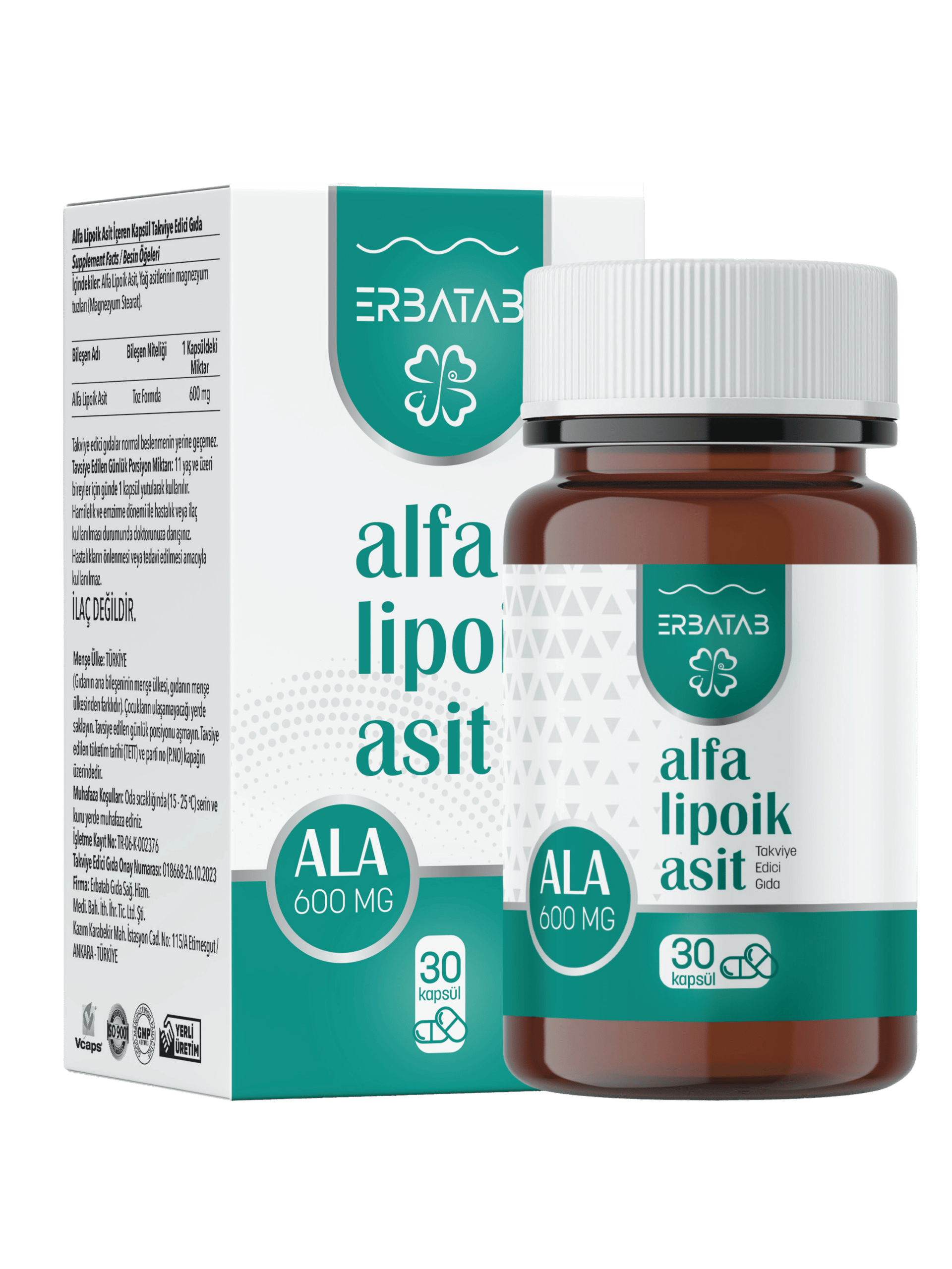 Erbatab Alfa Lipoik Asit 600 mg 30 Kapsül 