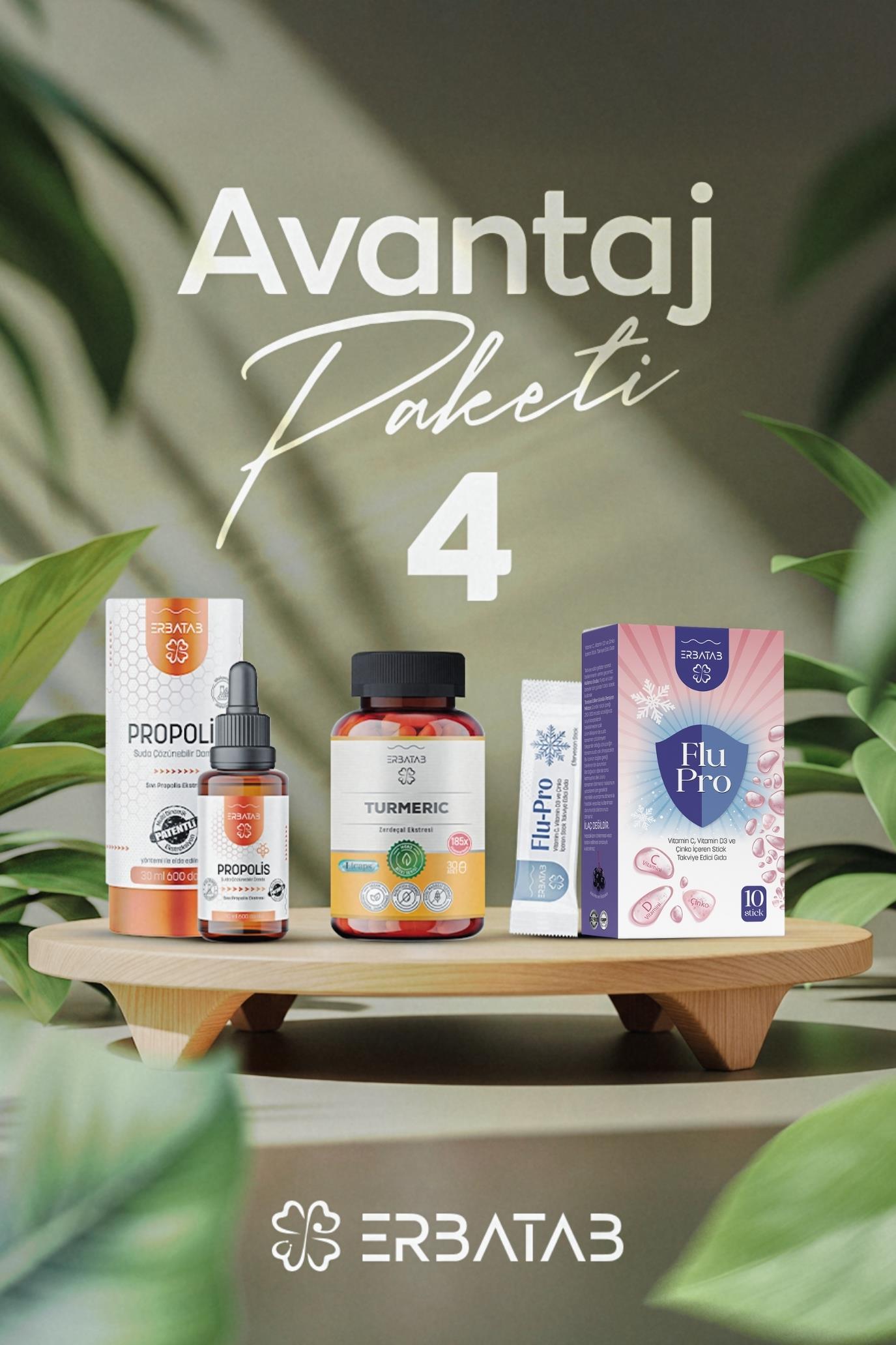 Erbatab Avantaj Paketi 4 (Zerdeçal, Propolis, Flupro Vitamin C)
