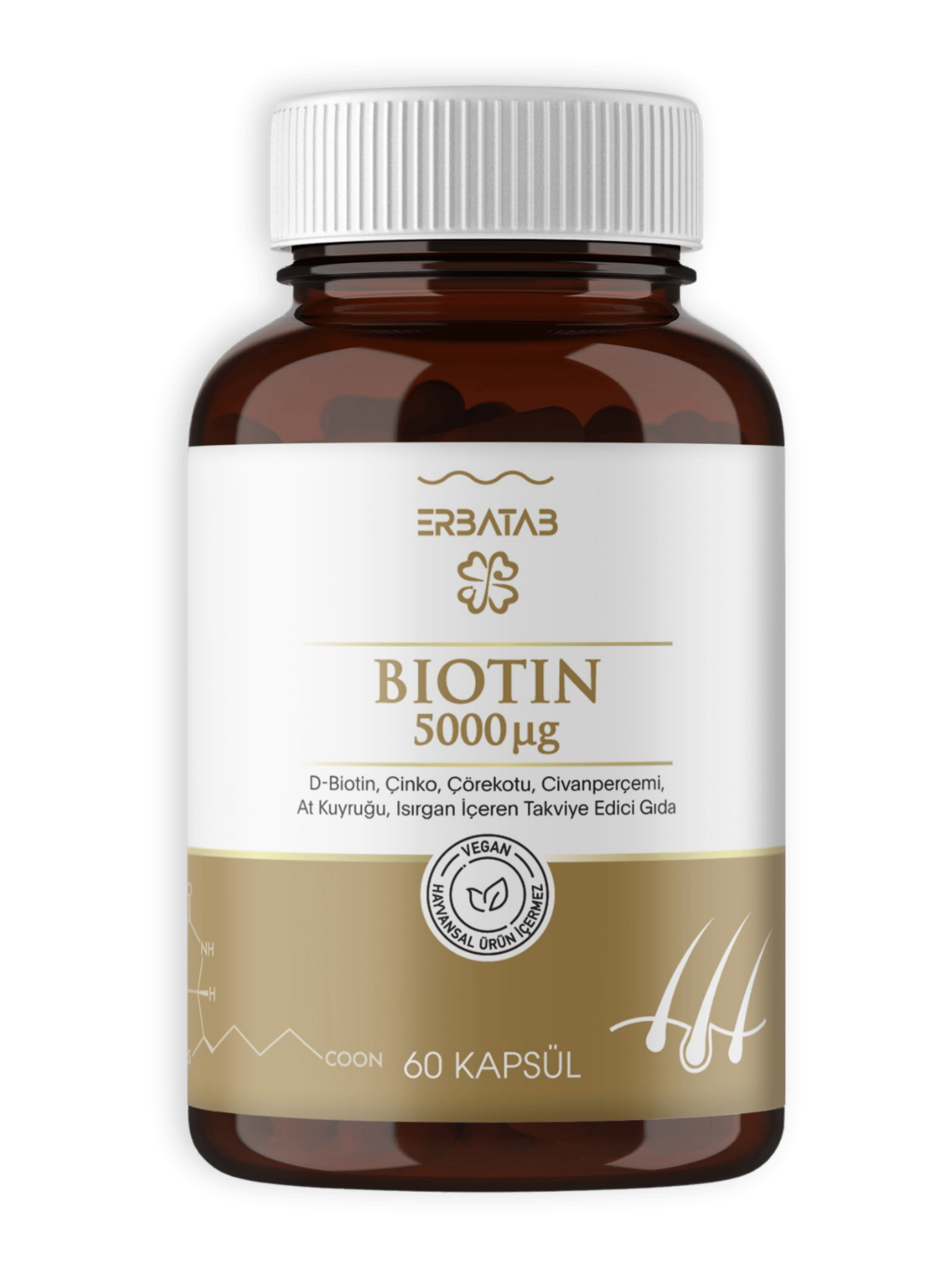 Erbatab Biotin (Çinko Çörekotu Civan Perçemi At Ku yruğu Isırgan Ekstresi) 60 Kapsül