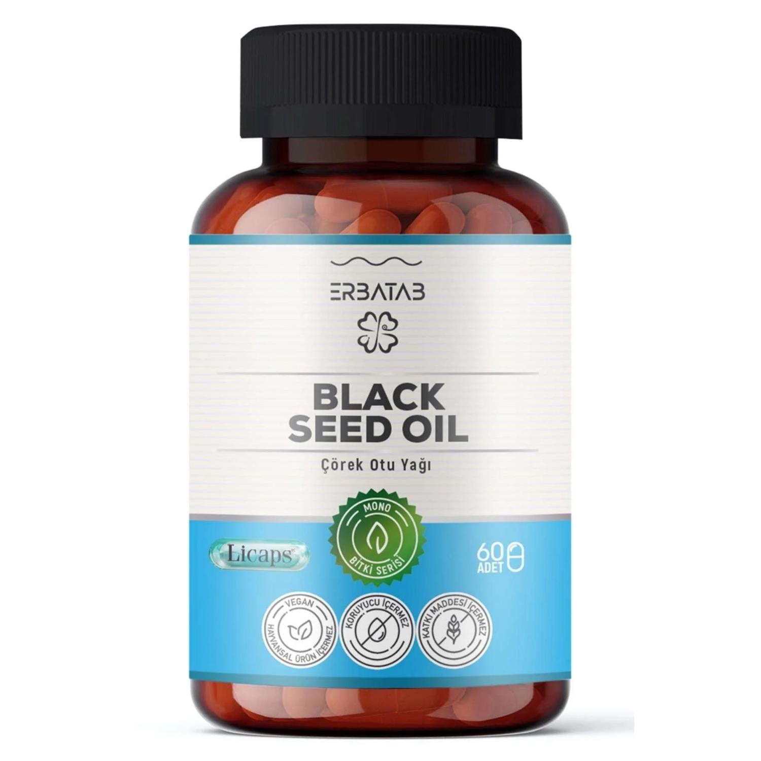 Erbatab Çörek Otu Yağı Black Seed Oil 60 Kapsül Licaps®