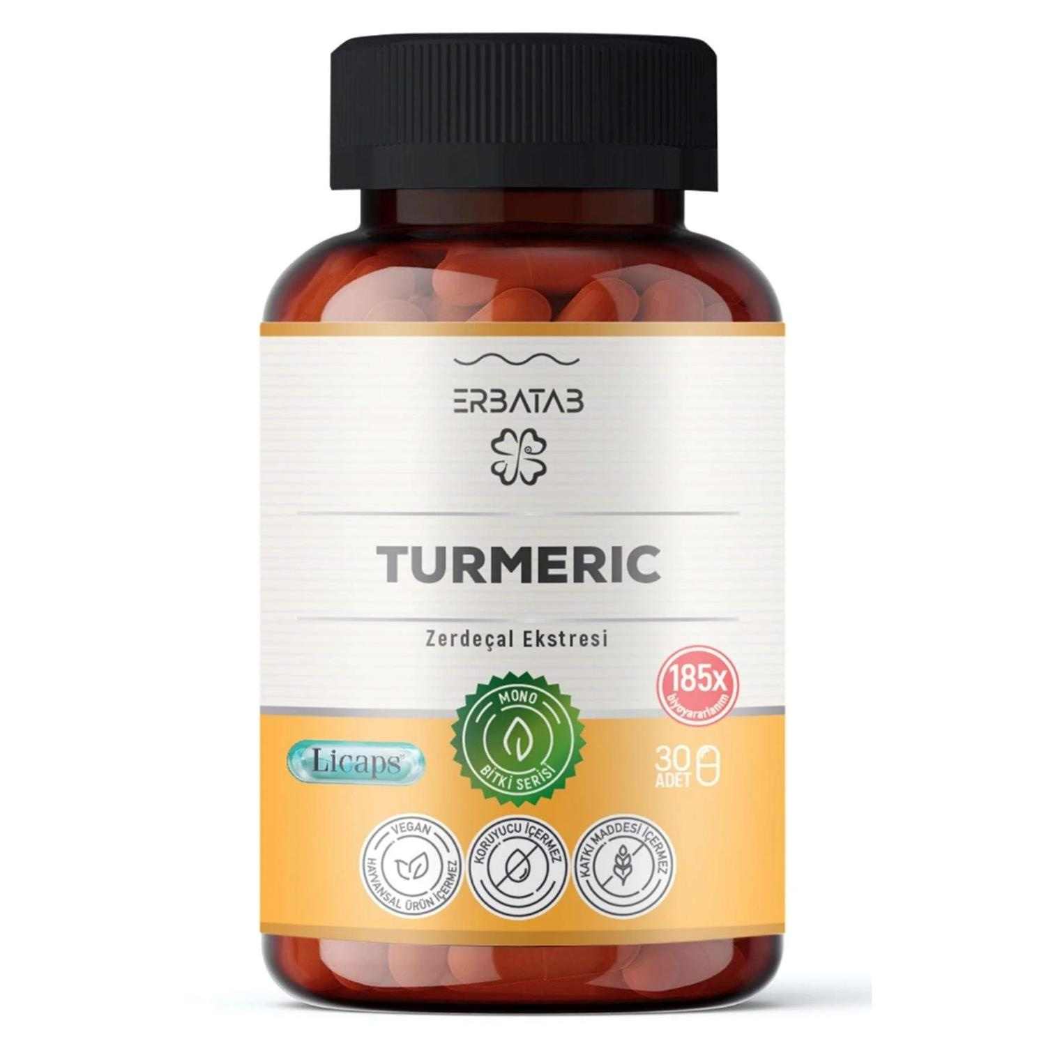 Erbatab Zerdeçal Curcumin Ekstresi 30 Kapsül Licaps®