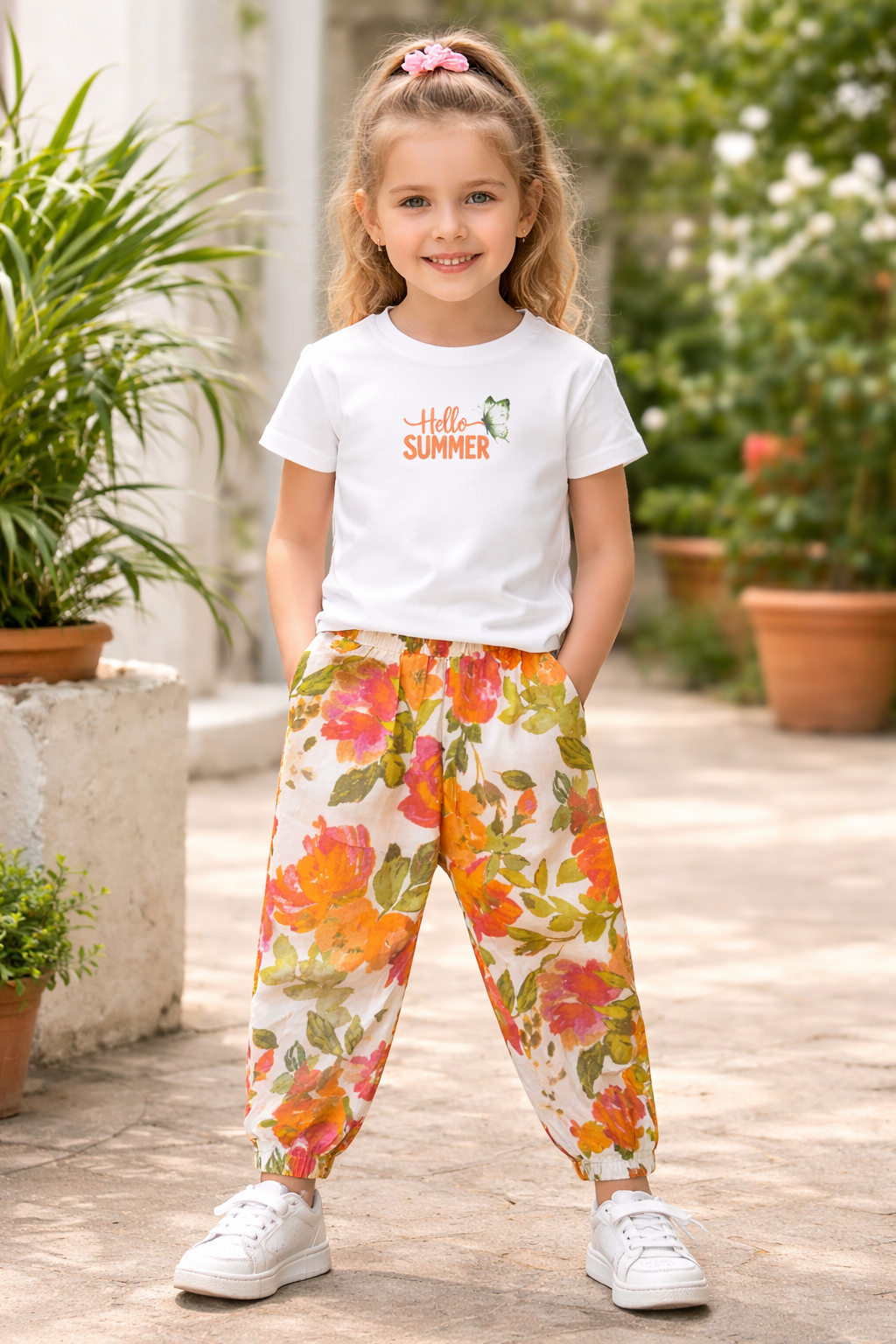 Kız Çocuk Baskılı T-Shirt Ve Renkli Pantolon 2'Li Takım