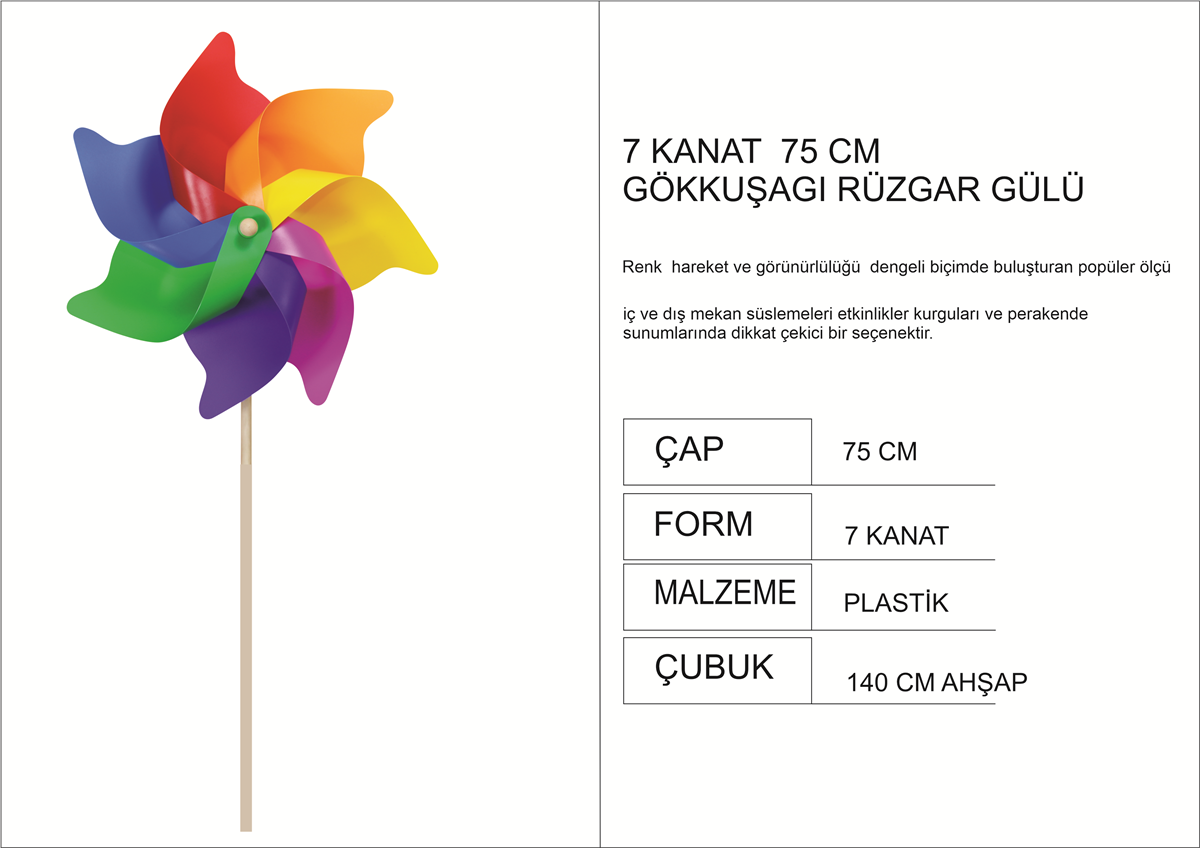 75 Cm Cap 7 Kanatli Bahce Grubu Ruzgargulu
