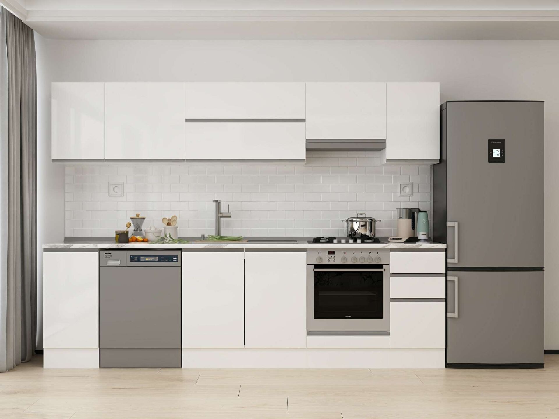 Alvinka 290X210 Cm High Gloss Mutfak Dolabı M-E90S40S40-1