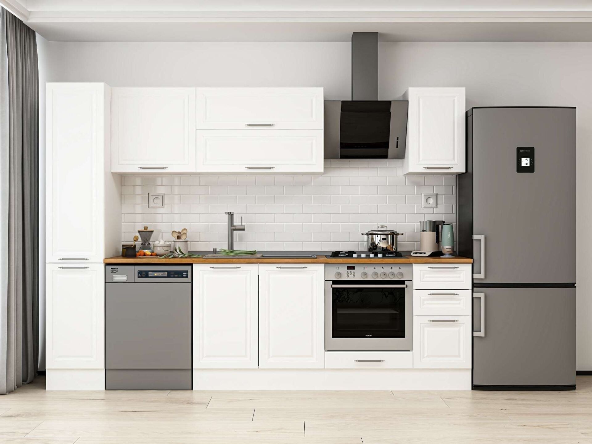 Alvinka 290X210 Cm Klasik Mebran Mutfak Dolabı Mb-E90B40S40-2