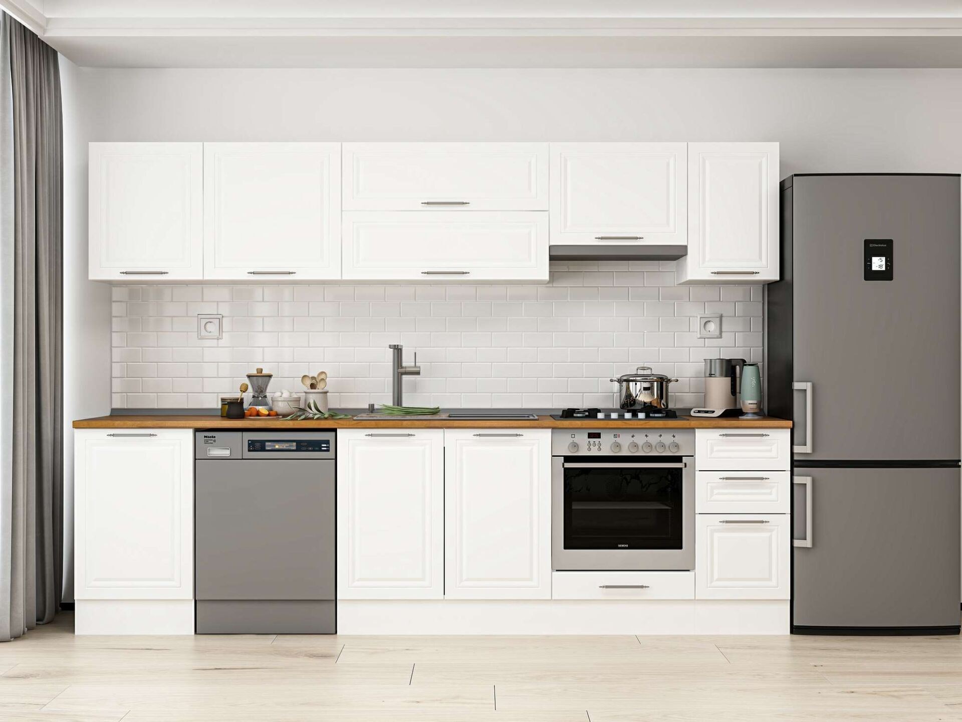 Alvinka 290X210 Cm Klasik Mebran Mutfak Dolabı M-E80S50S40-1