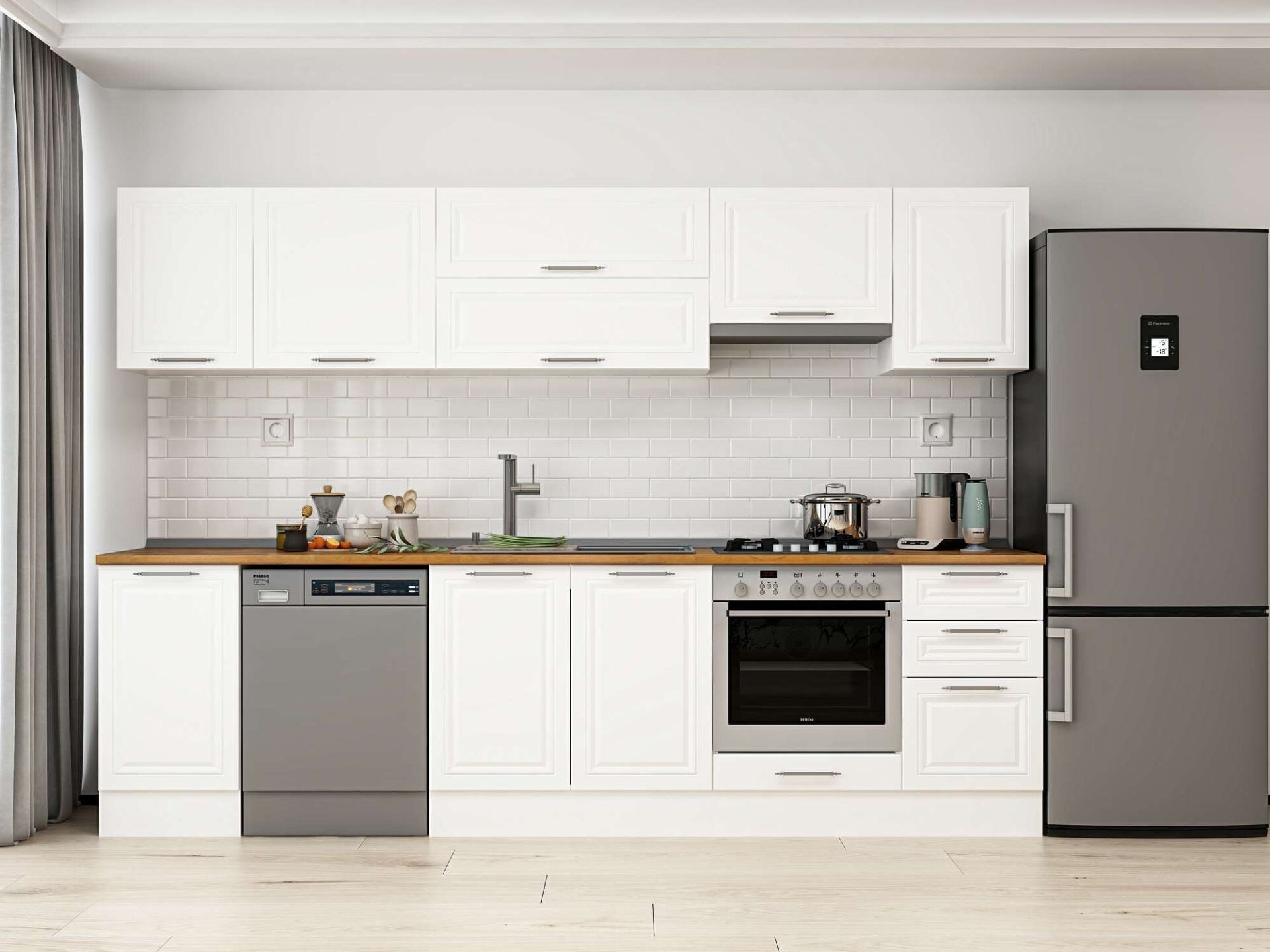 Alvinka 300X210 Cm Klasik Mebran Mutfak Dolabı M-E90S45S45-1