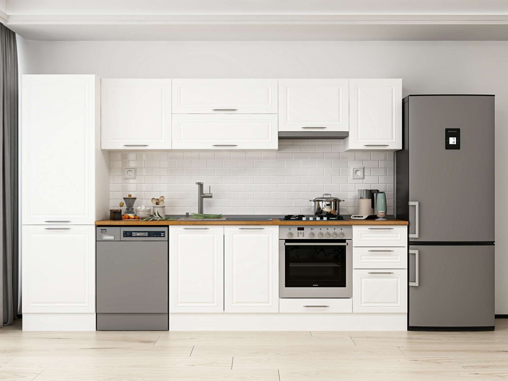 Alvinka 305X210 Cm Klasik Mebran Mutfak Dolabı Mb-E80B60S45-1