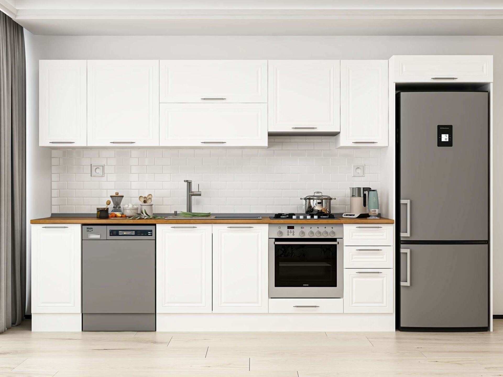 Alvinka 360X222 Cm Klasik Mebran Mutfak Dolabı Mb-E80S40S40-1