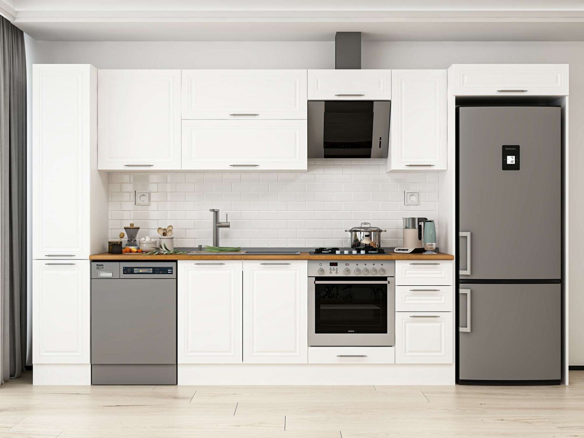 Alvinka 360X222 Cm Klasik Mebran Mutfak Dolabı Mbb-E80B40S40-2