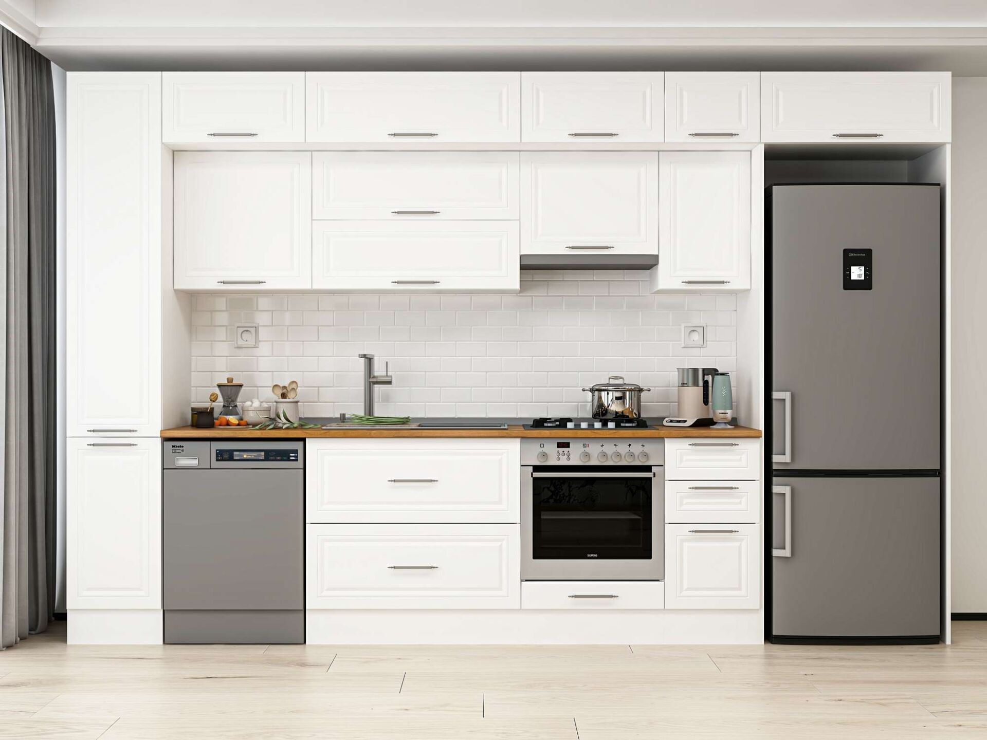 Alvinka 360X240 Cm Klasik Mebran Mutfak Dolabı Mbb-E80B40S40-1