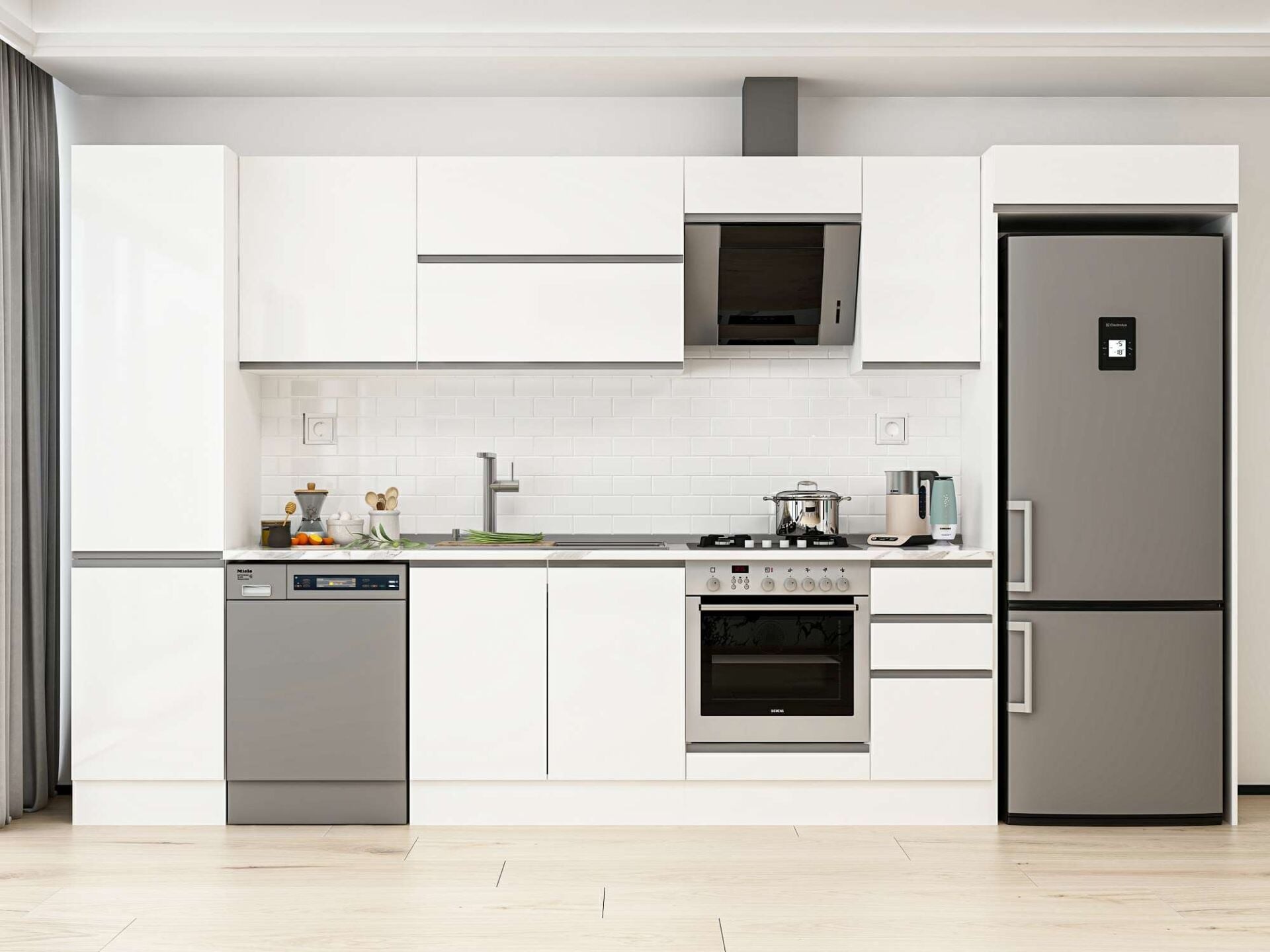 Alvinka 370X222 Cm High Gloss Mutfak Dolabı Mbb-E80B50S40-2