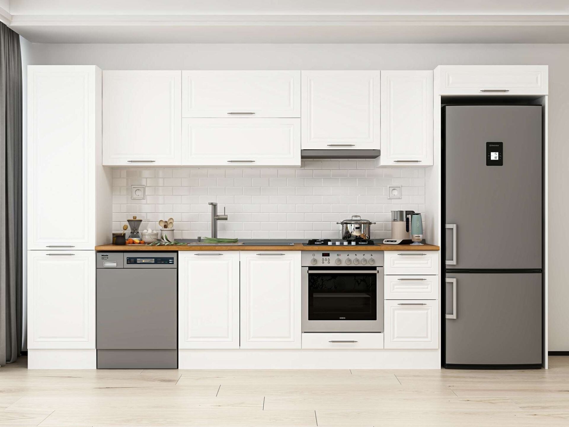 Alvinka 370X222 Cm Klasik Mebran Mutfak Dolabı Mbb-E80B50S40-1