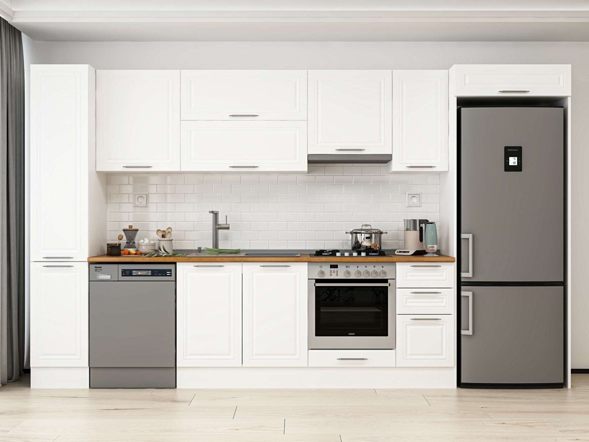 Alvinka 370X222 Cm Klasik Mebran Mutfak Dolabı Mbb-E90B40S40-1