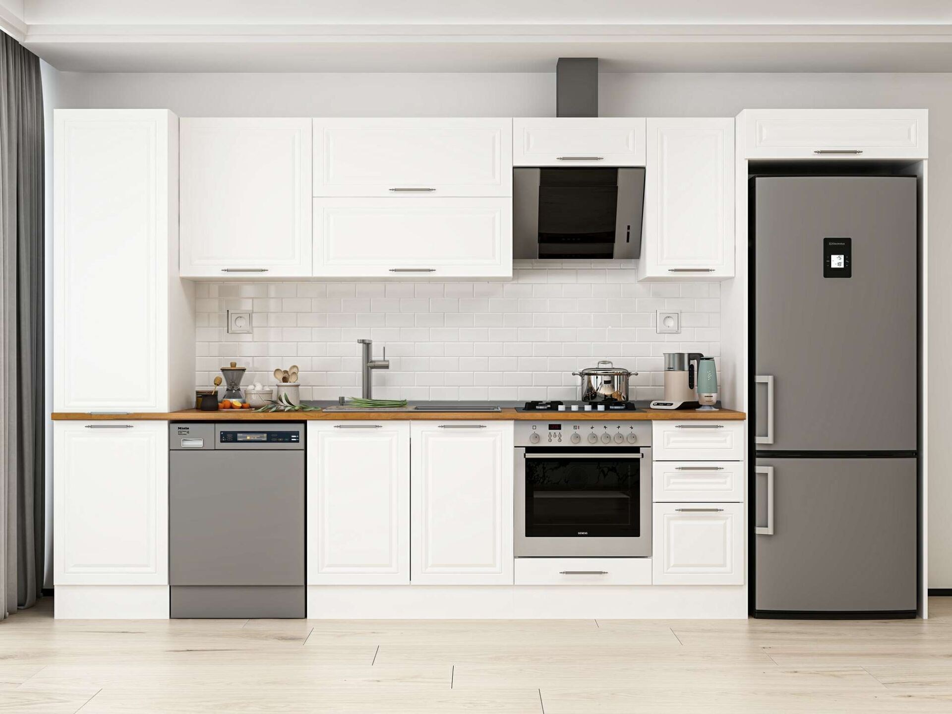 Alvinka 370X222 Cm Klasik Mebran Mutfak Dolabı Mbb-E80B50S40-2
