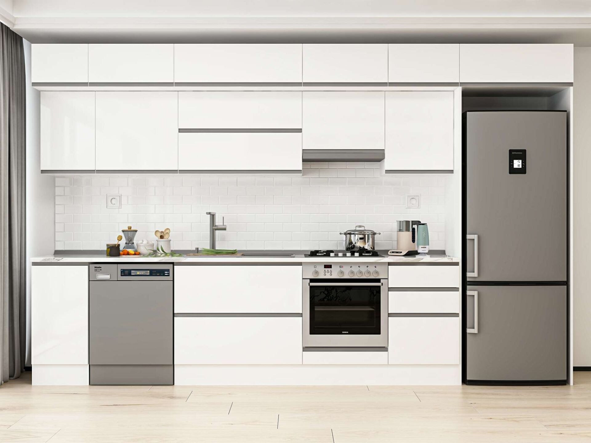Alvinka 370X240 Cm High Gloss Mutfak Dolabı Mb-E80S40S50-1