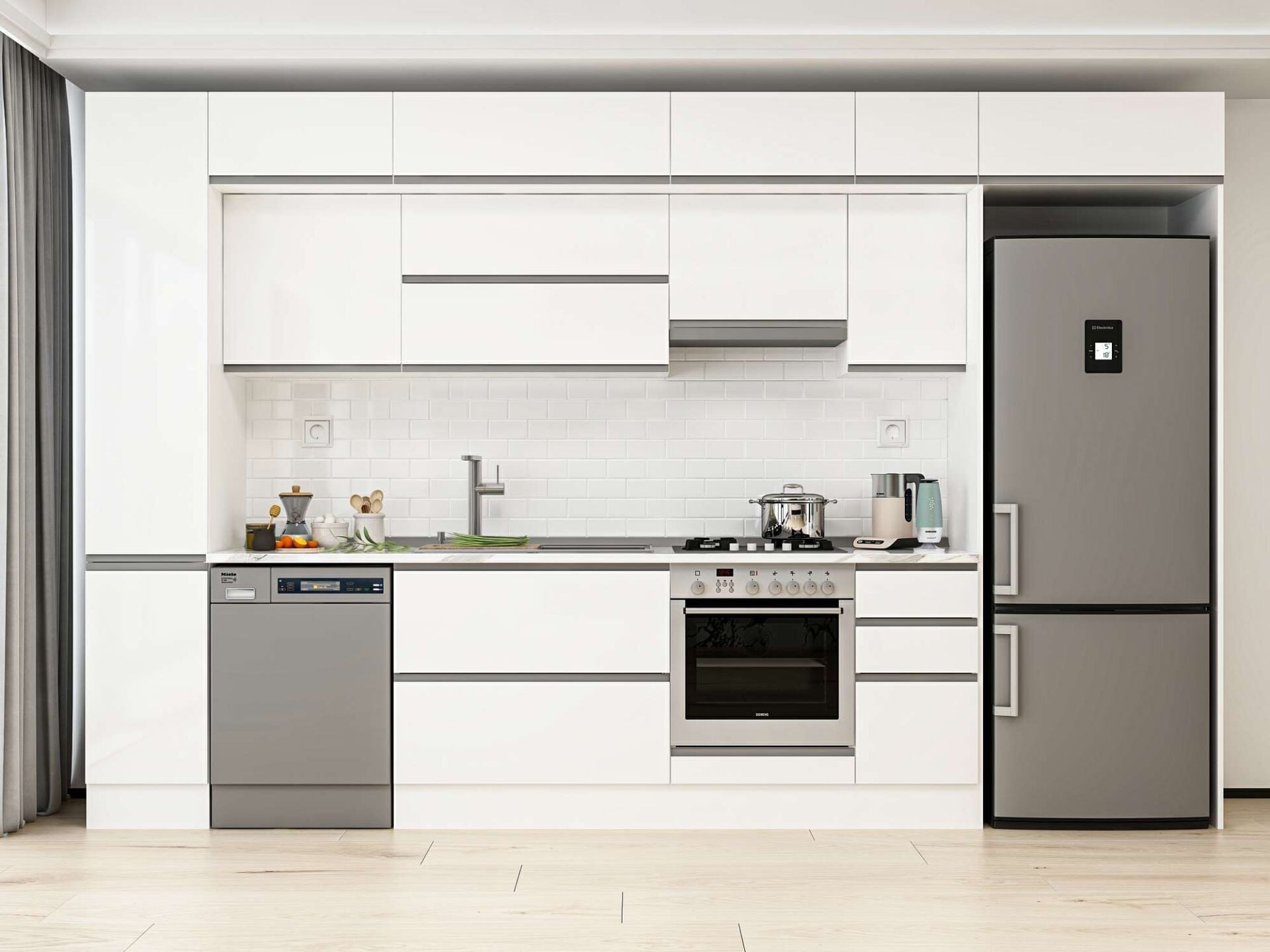 Alvinka 370X240 Cm High Gloss Mutfak Dolabı Mbb-E90B40S40-1