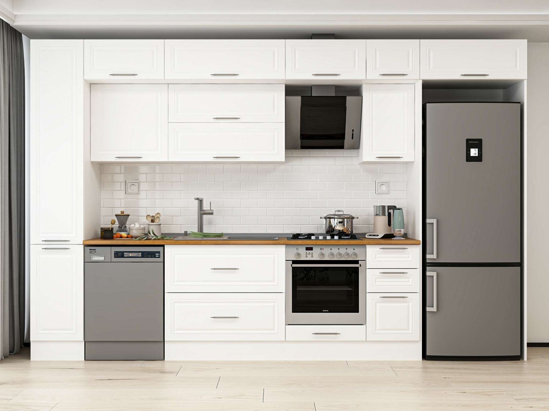 Alvinka 370X240 Cm Klasik Mebran Mutfak Dolabı Mbb-E90B40S40-2