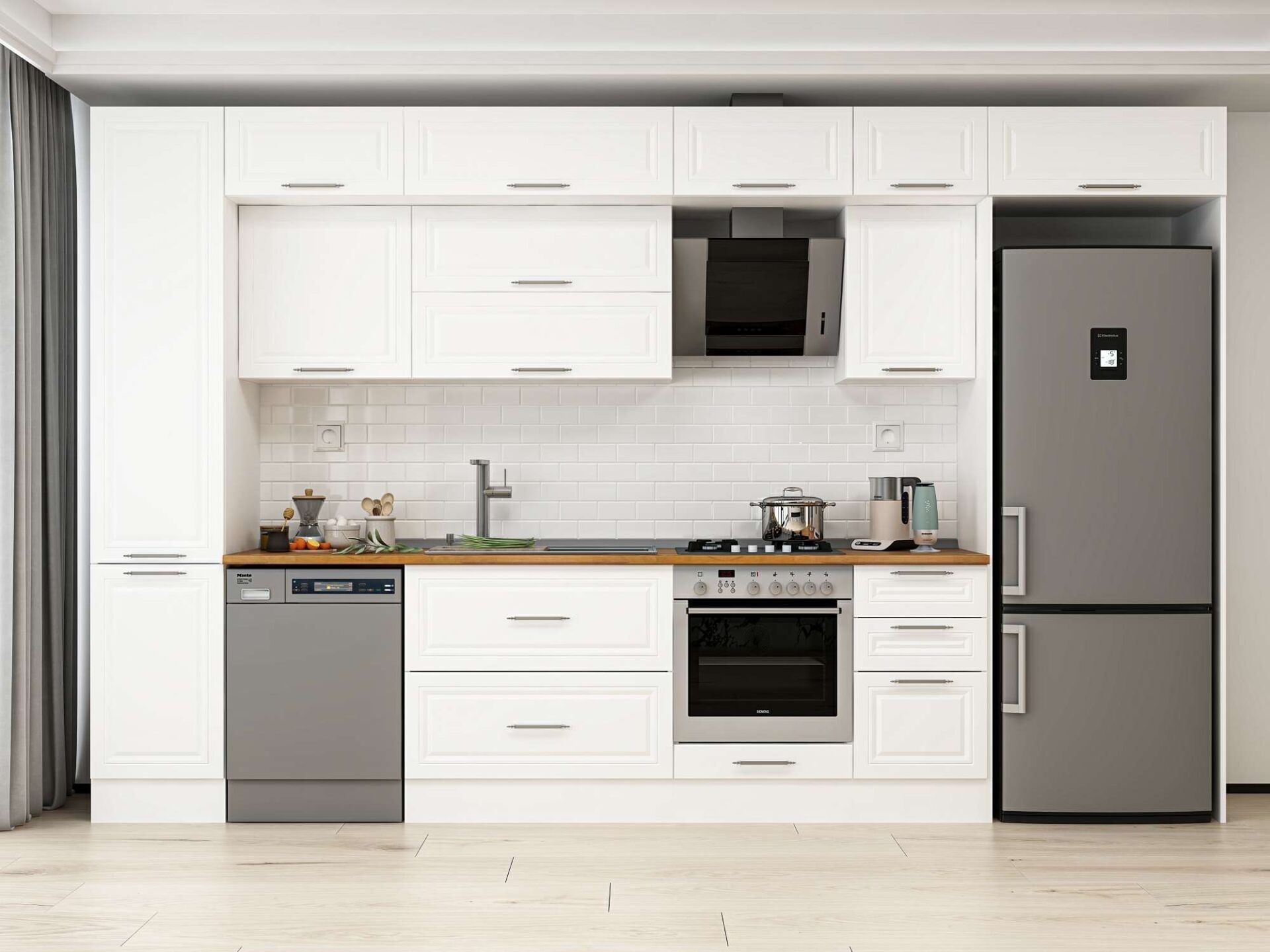 Alvinka 370X240 Cm Klasik Mebran Mutfak Dolabı Mbb-E80B45S45-2