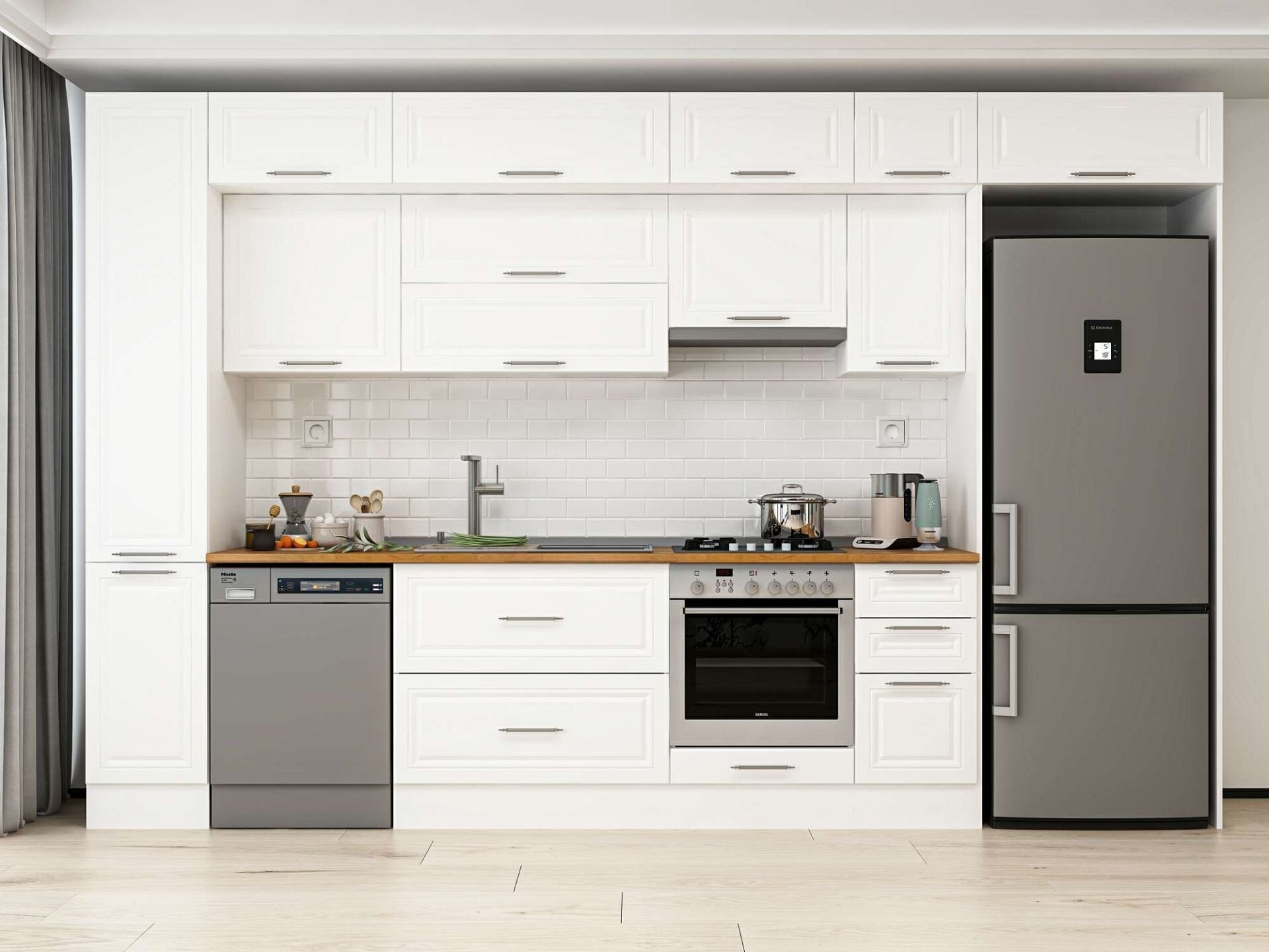 Alvinka 370X240 Cm Klasik Mebran Mutfak Dolabı Mbb-E90B40S40-1