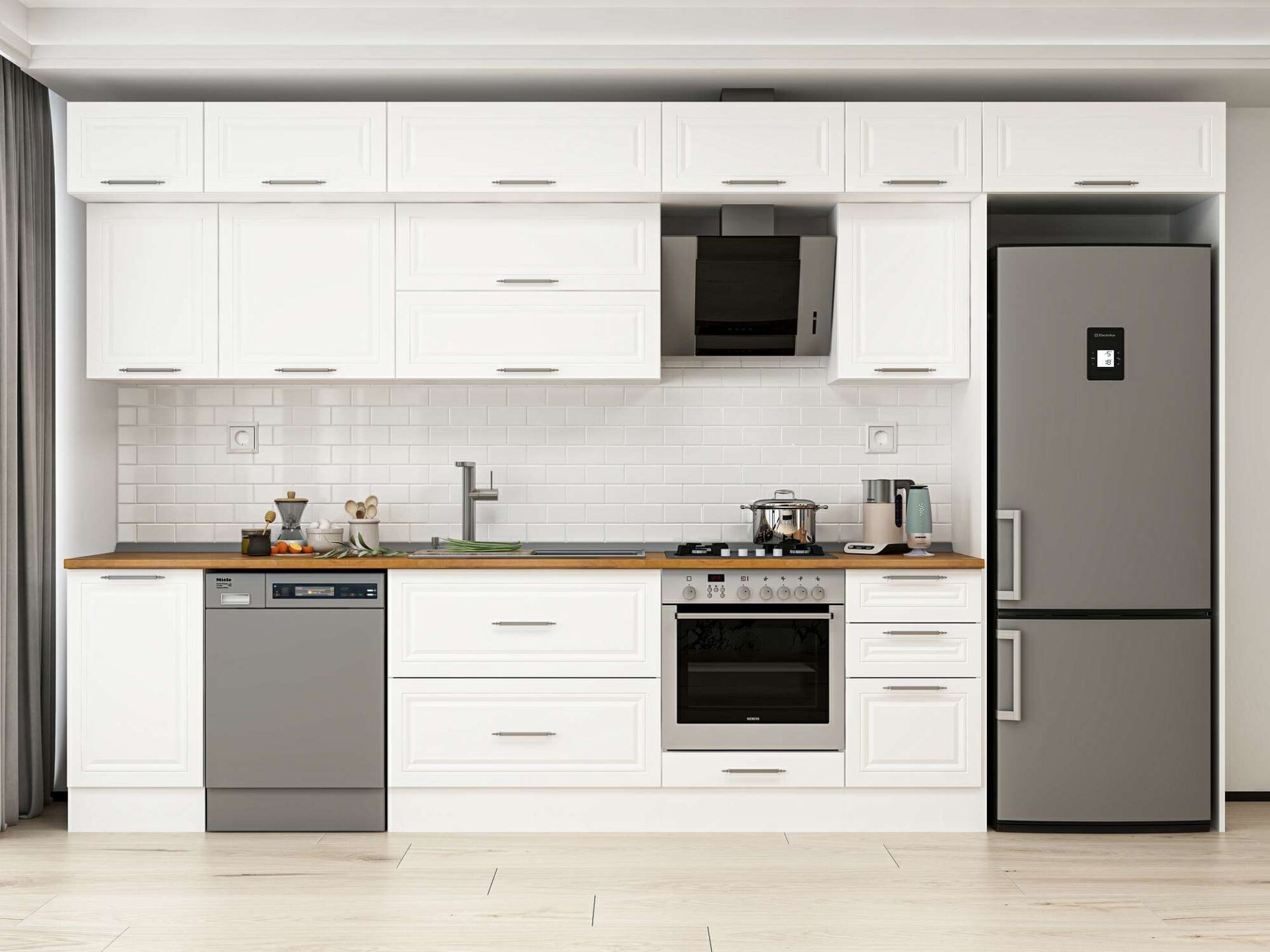 Alvinka 370X240 Cm Klasik Mebran Mutfak Dolabı Mb-E80S45S45-2