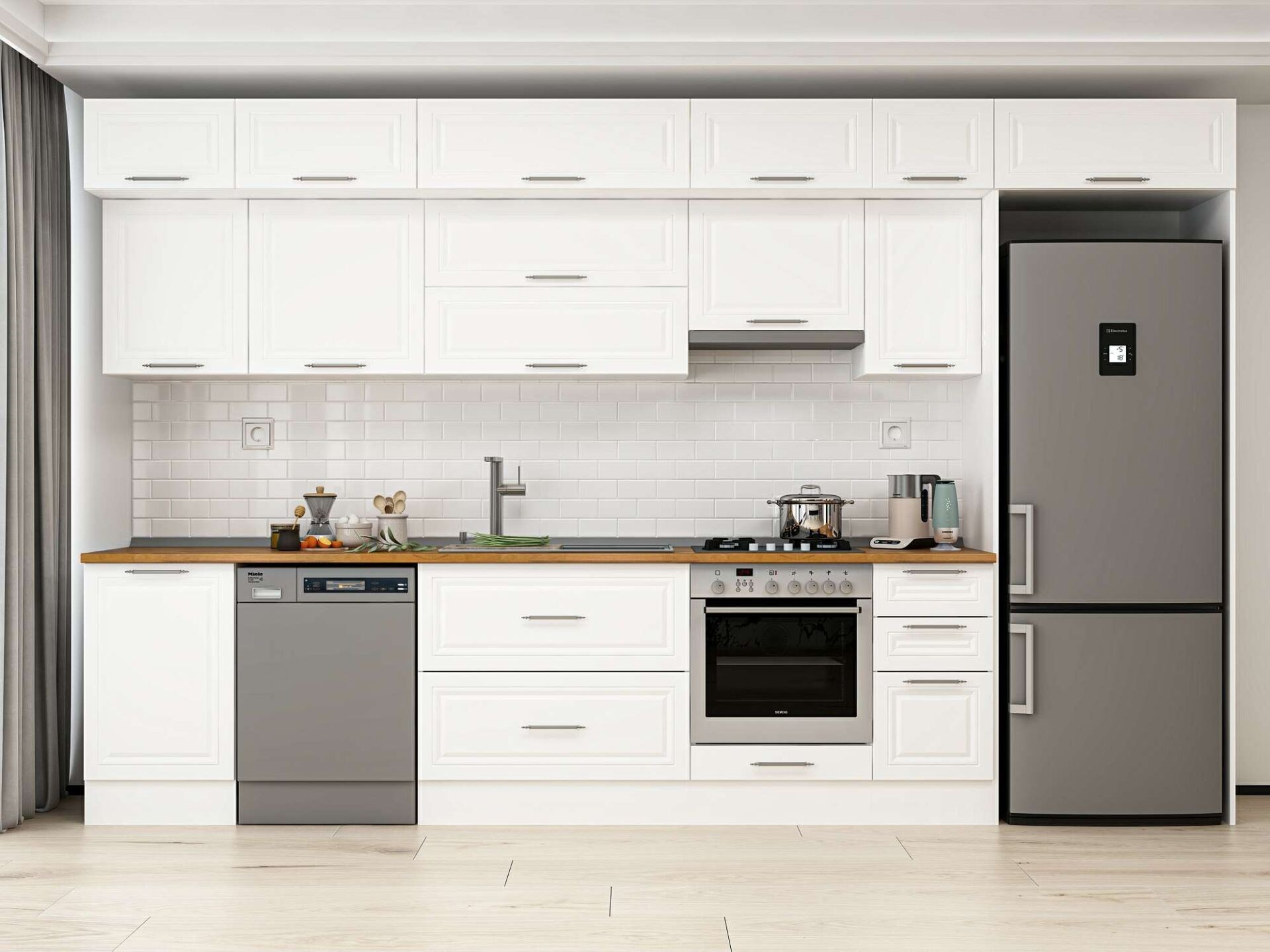 Alvinka 370X240 Cm Klasik Mebran Mutfak Dolabı Mb-E80S50S40-1