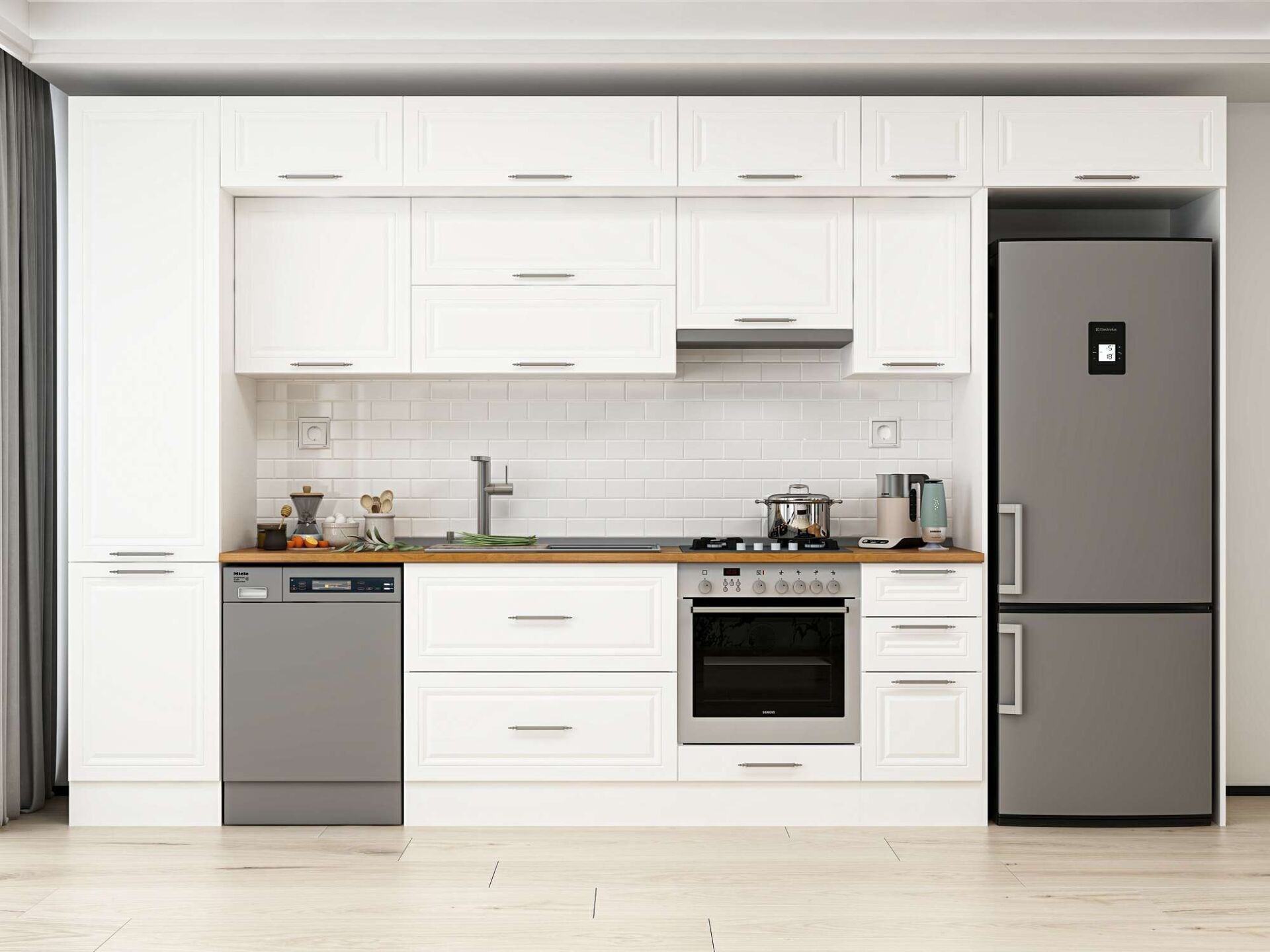 Alvinka 370X240 Cm Klasik Mebran Mutfak Dolabı Mbb-E80B50S40-1