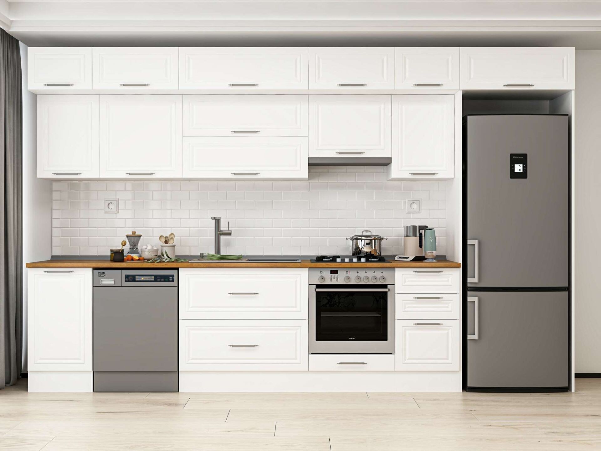 Alvinka 370X240 Cm Klasik Mebran Mutfak Dolabı Mb-E80S45S45-1