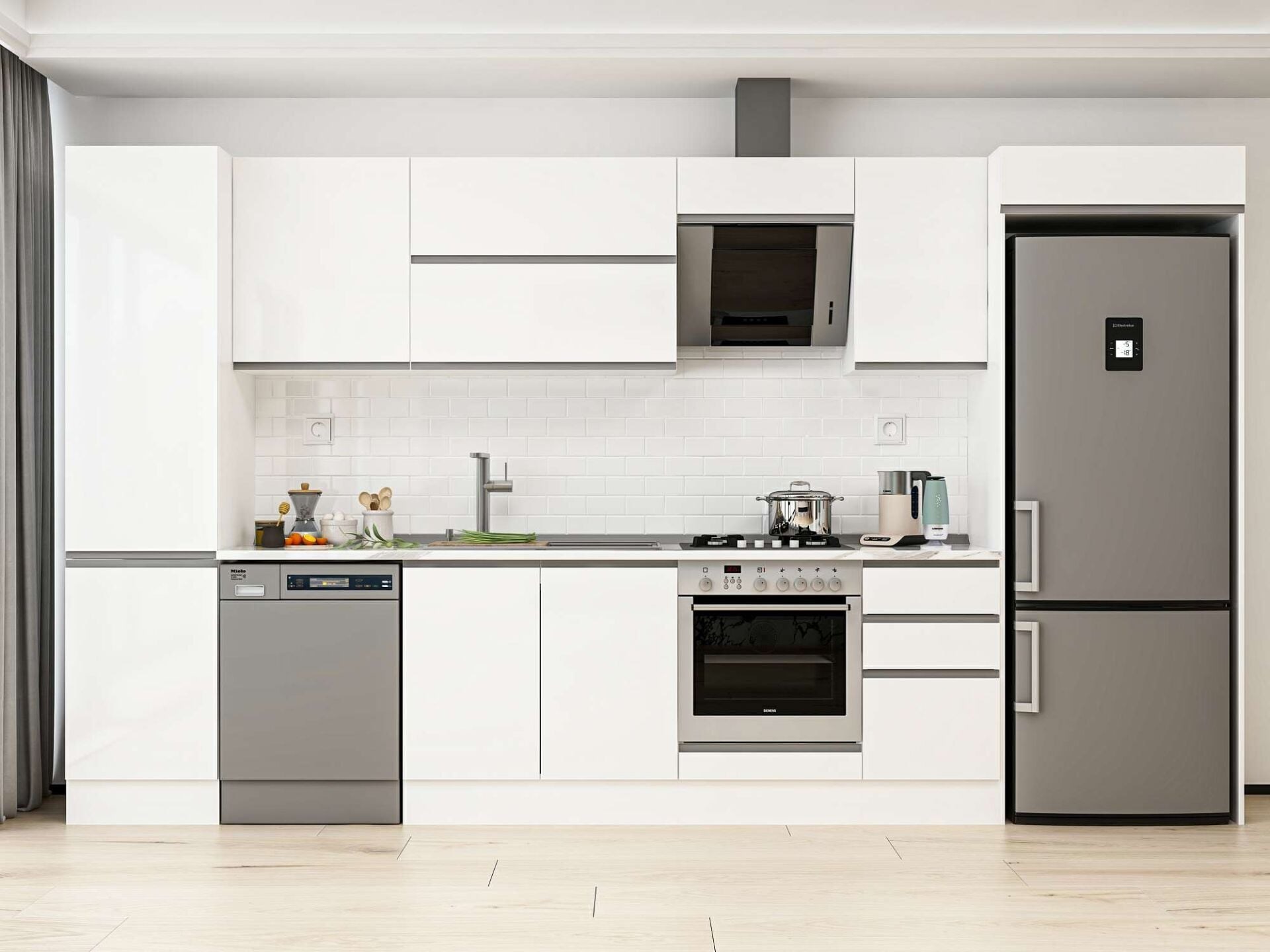Alvinka 375X222 Cm High Gloss Mutfak Dolabı Mbb-E80B50S45-2